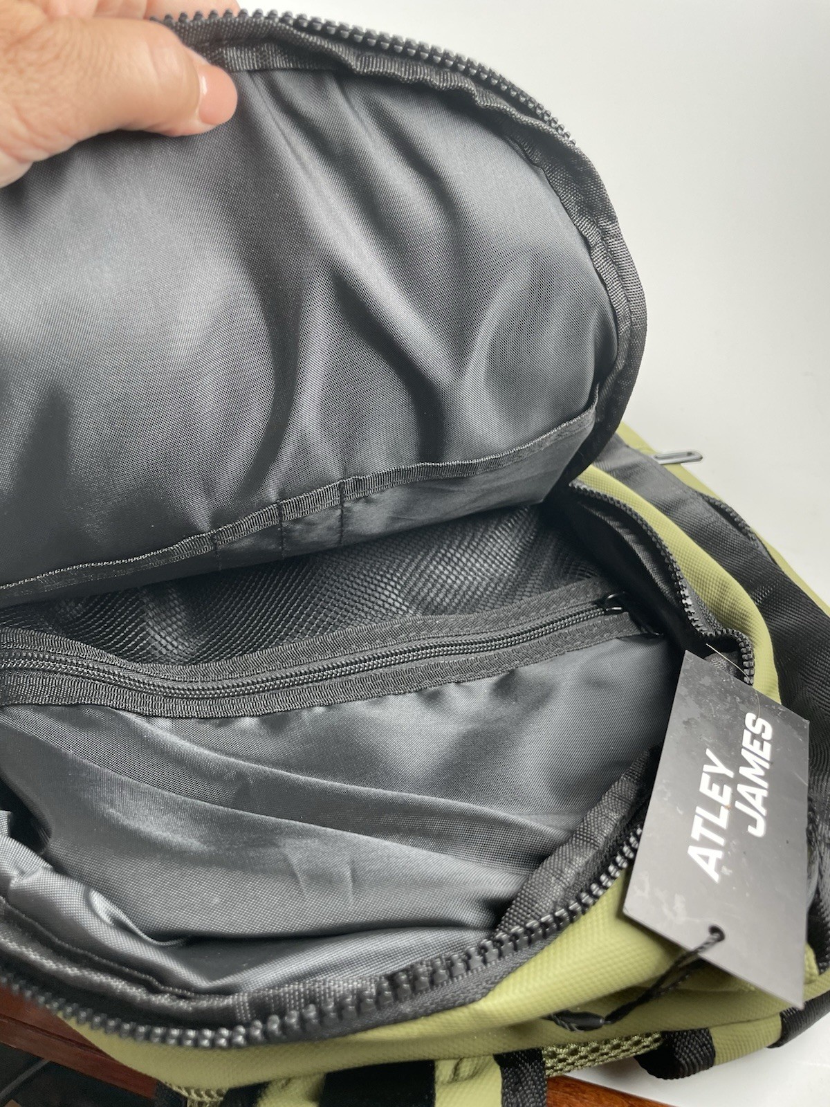 ATLEY JAMES Olive Green Travel- Backpack. Brand New – Never Used.