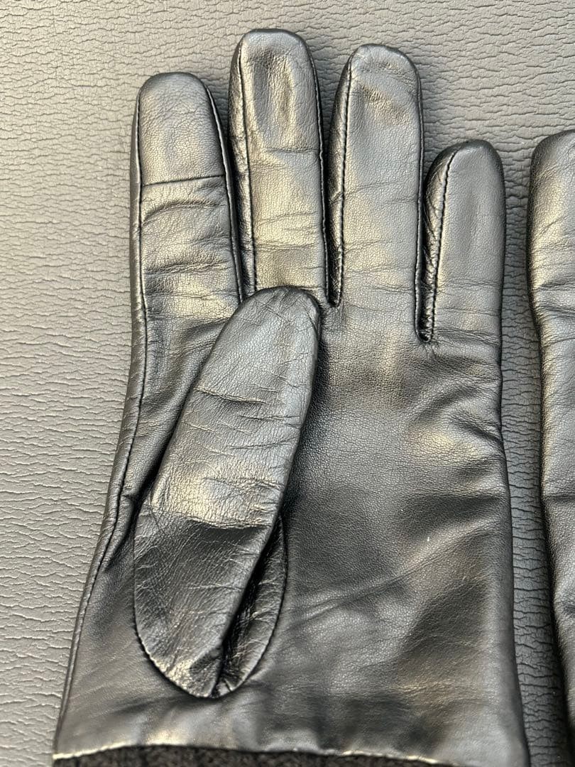 Harris Tweed Leather Gloves XL Rib Knit Winter UNITED ARROWS