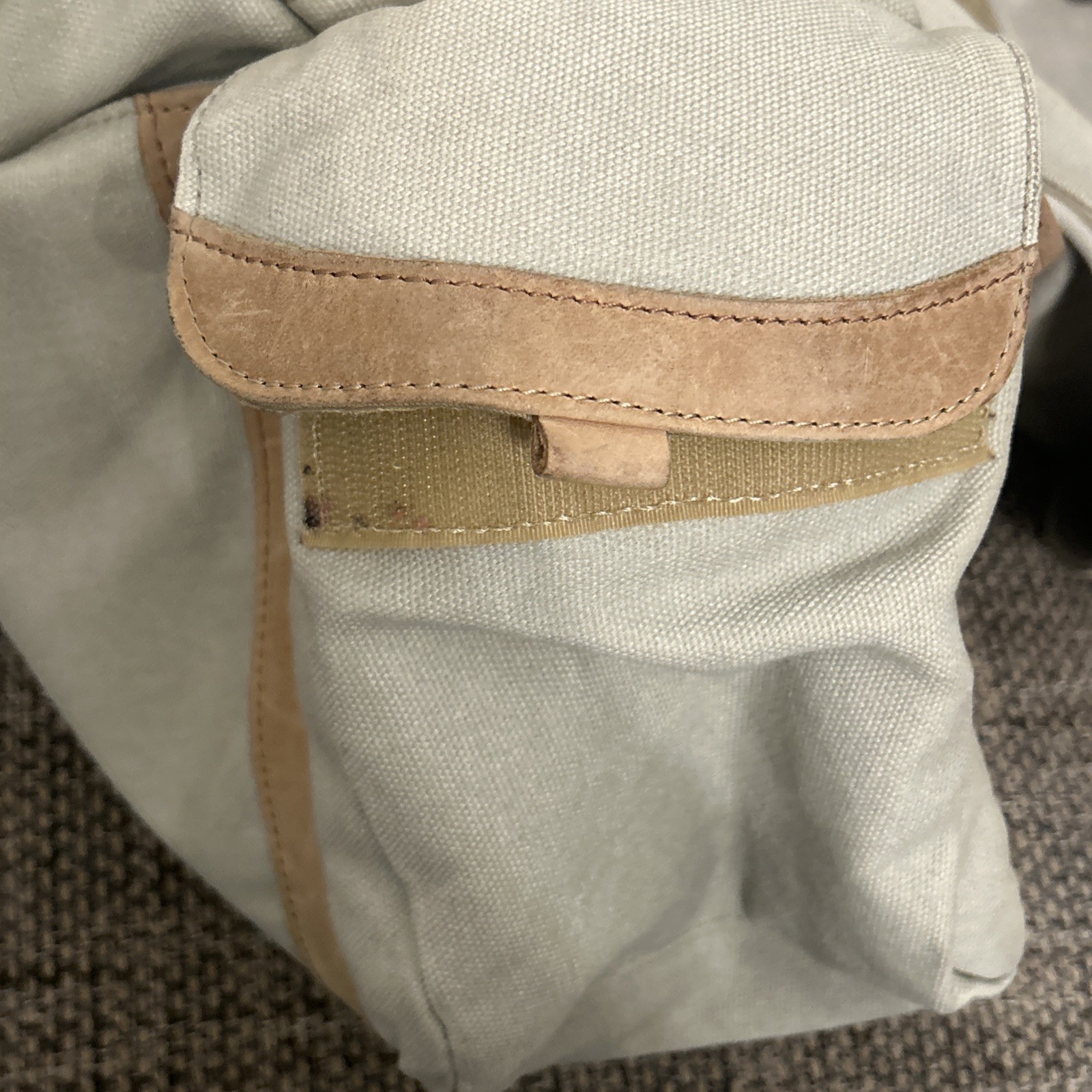 100% Cotton LL Bean Canvas Leather Cross Body Utilitarian Messenger Tote Bag