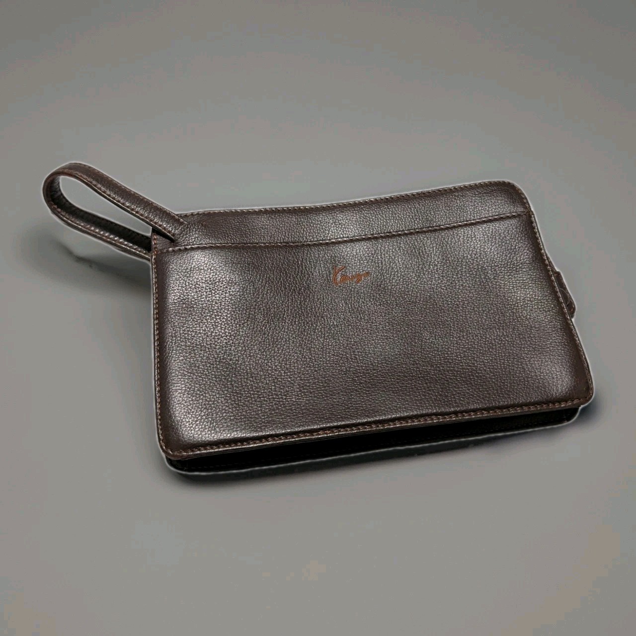 Vintage Kenzo Chocolate Brown Leather Clutch Bag