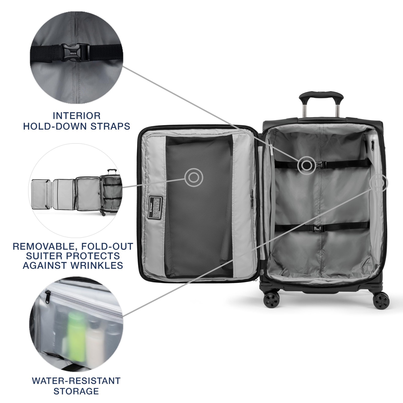 Travelpro Crew Classic Lightweight Softside Expandable Luggage, Black Medium U1