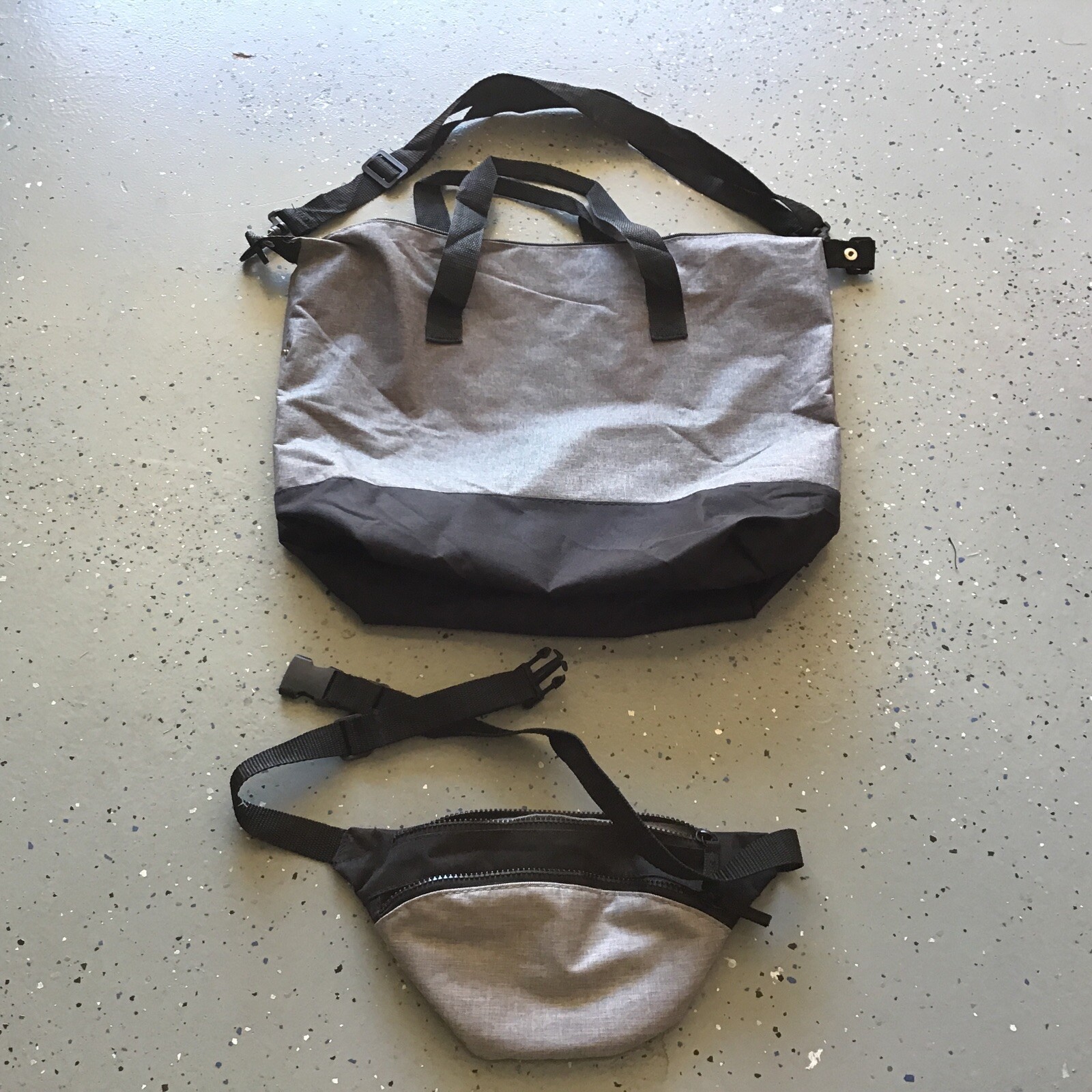 Shoulder Tote Bag 18x15x8 And Fanny Pack Dual Zip Case 10x7x4 – New