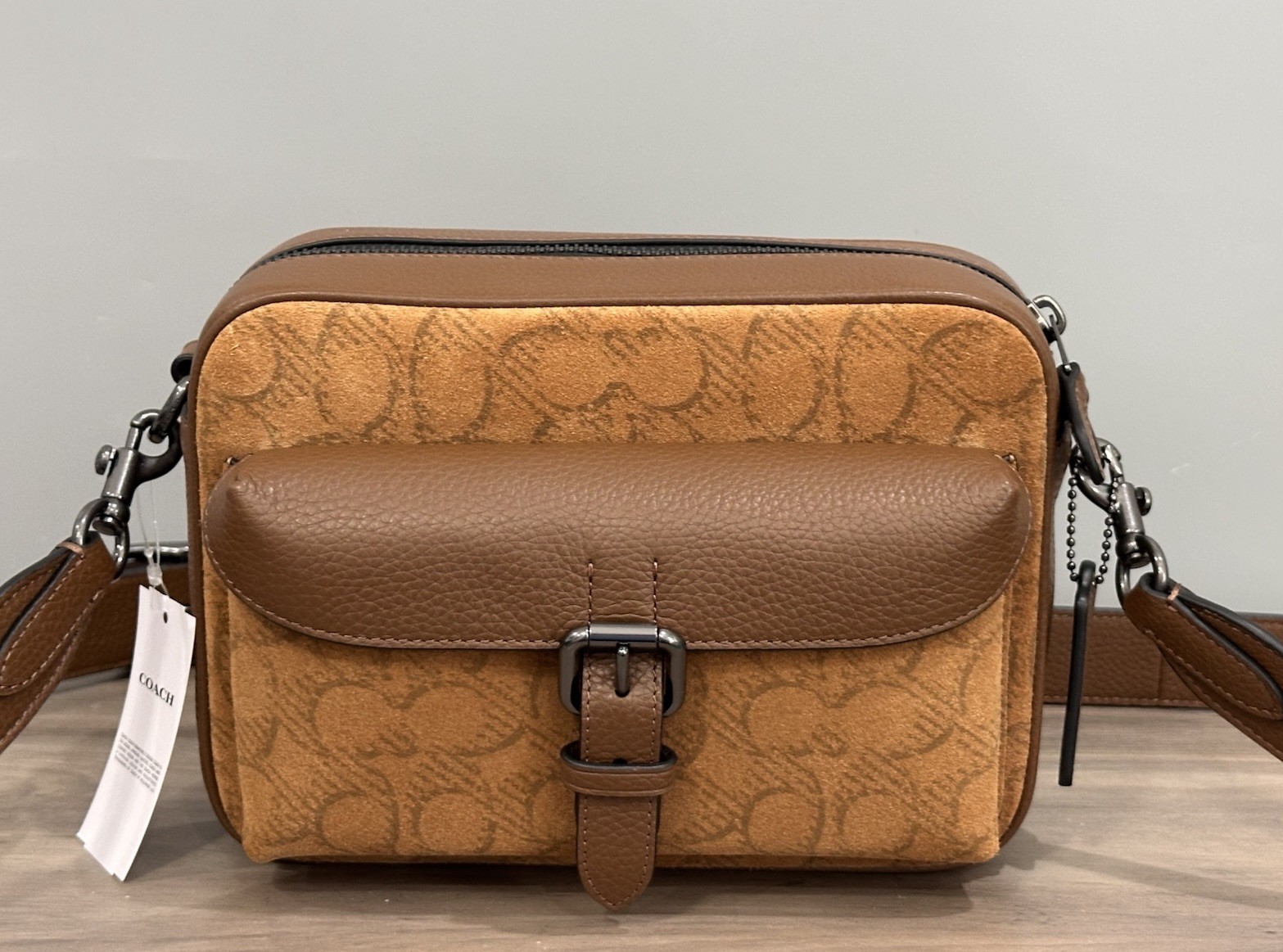 COACH CCG08 Warner Crossbody Bag In Signature Suede & Refined Pebble Leather