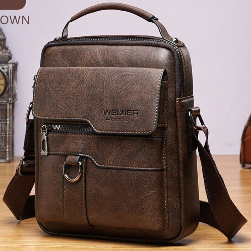 Men’s Business pu Leather Shoulder/Messenger Bag 8″ Handbag Outdoor Sport Bag B