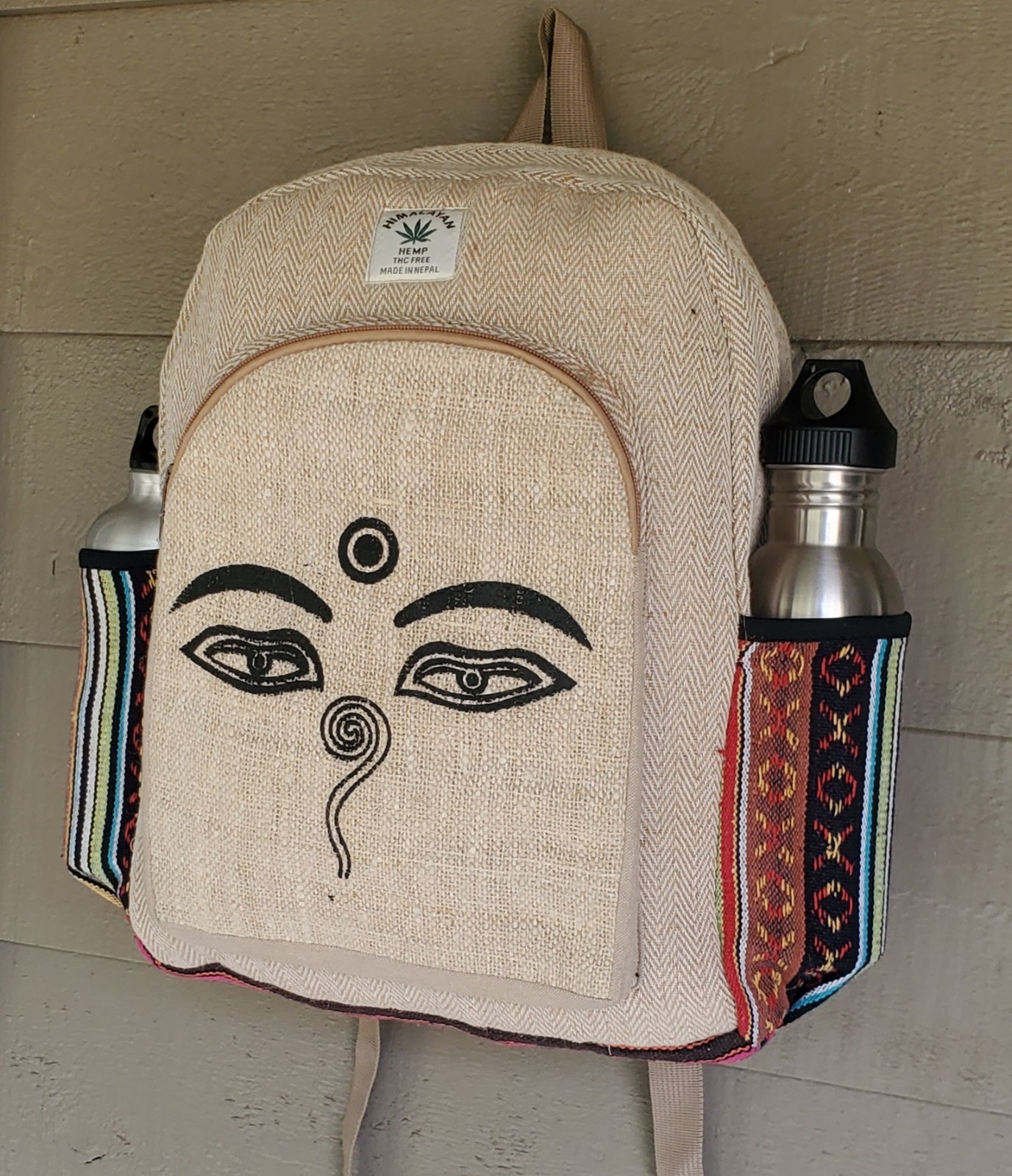 Large Embroidery Pure Hemp Backpack