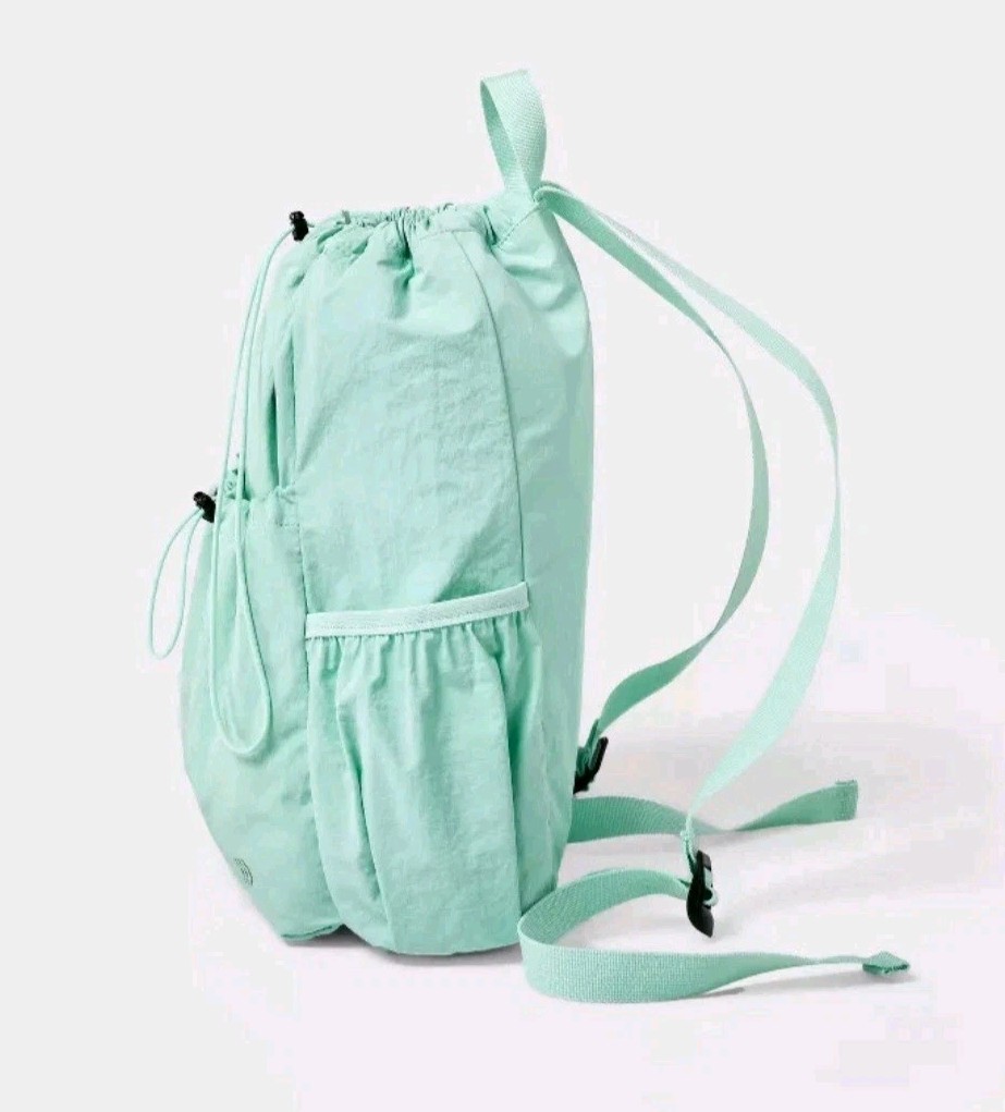 All In Motion 20L Cinch Backpack Adjustable Straps Water Repellent Mint GreenNew