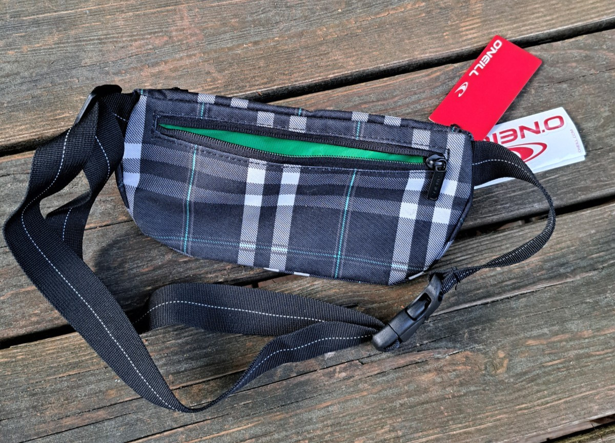 O’Neill Belt Bag Fanny Pack Black Gray Adjustable Strap Zip Outdoor Festival NWT