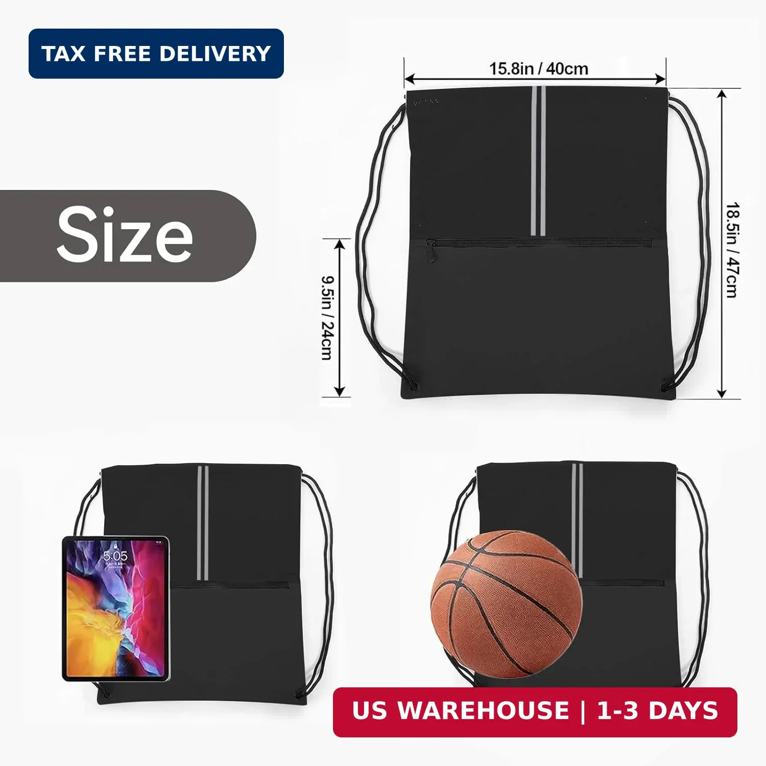 Drawstring Backpack Sports Gym Bag, Draw String Back Bag for Men Women, Lightwei