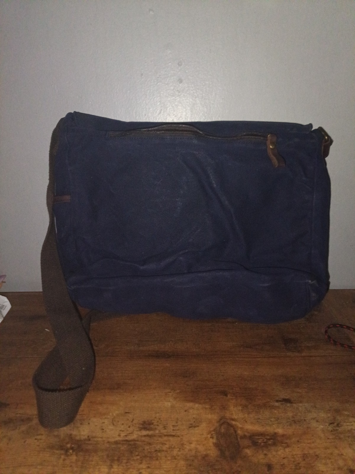 Blue Messenger Bag Zip Closure Crossbody Shoulder Strap Inner/Outer Pockets