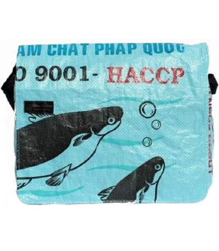 Recycled Messenger Bags 36cm wide x 28cm high long strap Fair Trade