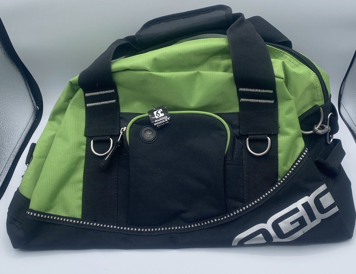 Ogio Half Dome Duffle Bag Gym Bag Black and Green with Shoulder Strap