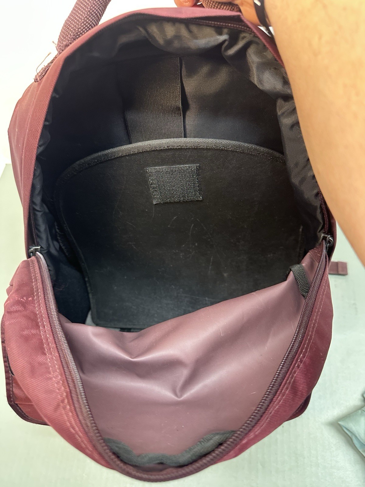 Vint Apple Computer Nylon Backpack Bag W Retro Logo Maroon 7x13x15 In #8