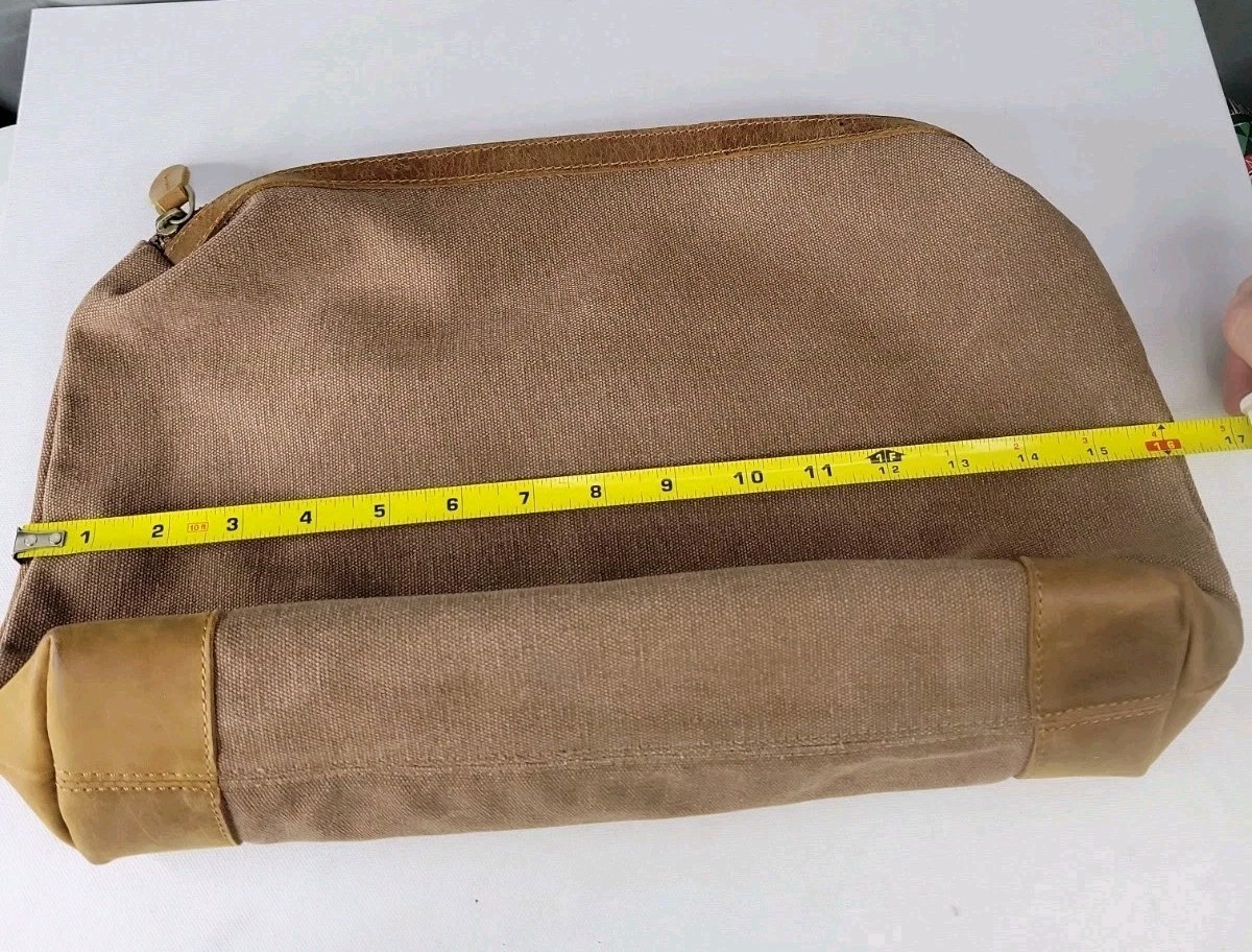 S-ZONE Canvas Leather Dopp Kit Toiletry Travel Shaving Bag Brown