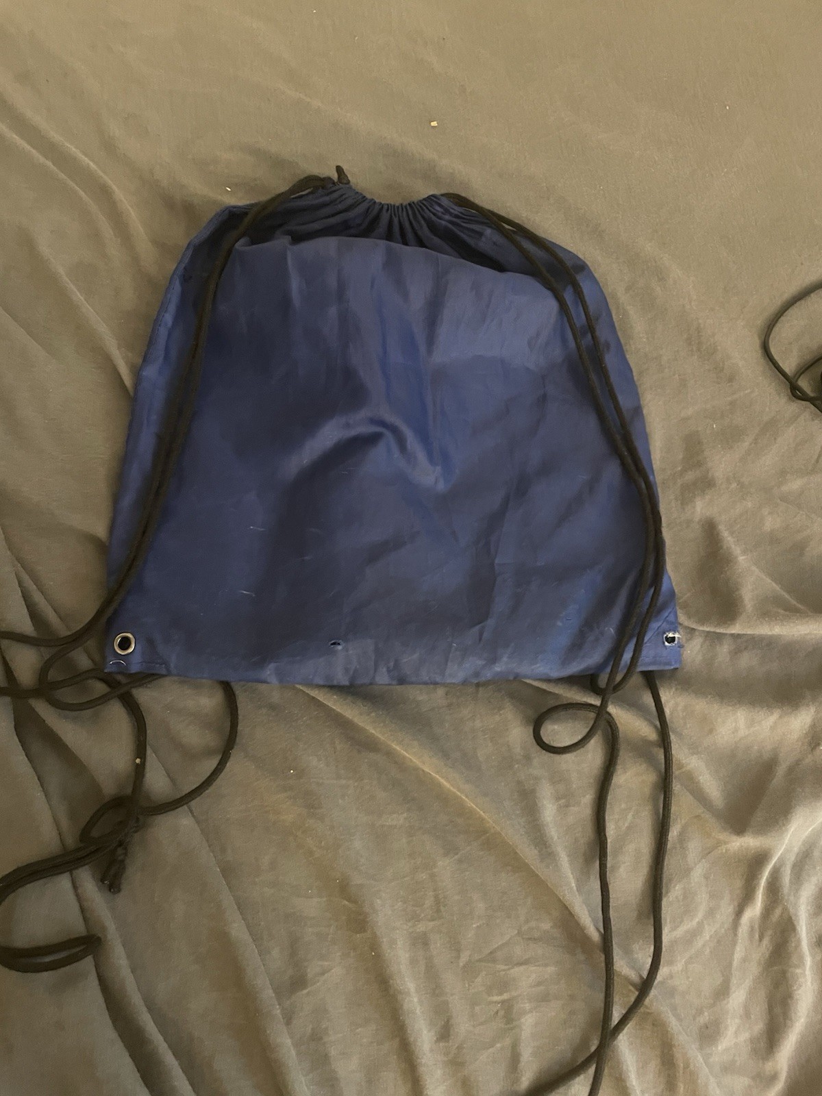 Blue & Black Drawstring Backpack Bag, Solid Casual Unisex Adults, Straps