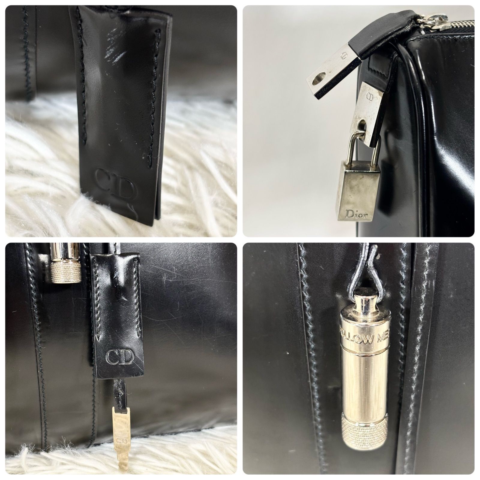Christian Dior Leather Business Bag With Key Made in Italy From Japan