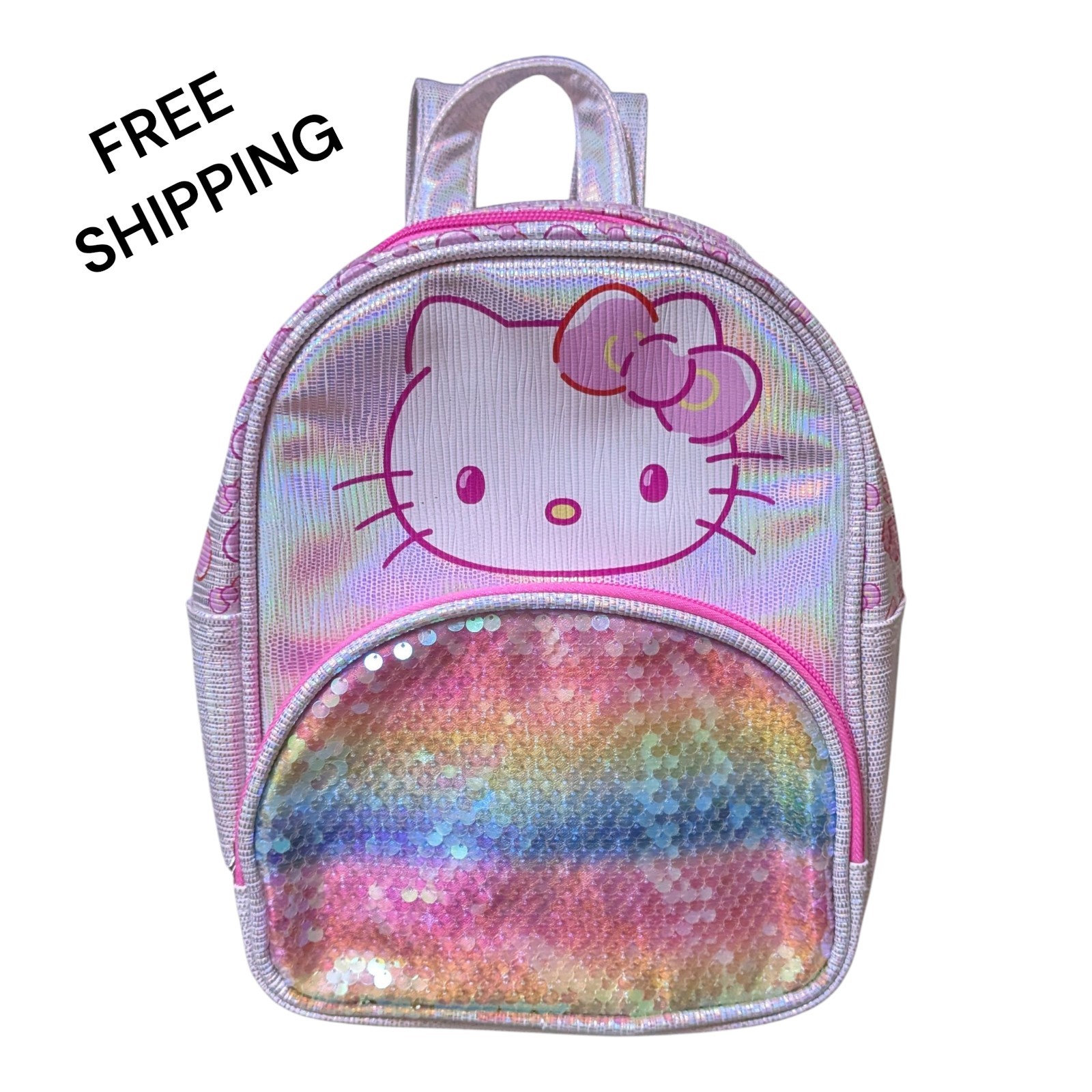 SANRIO Hello Kitty and Friends Iridescent 10″ Mini Backpack Multi-Color Rainbow