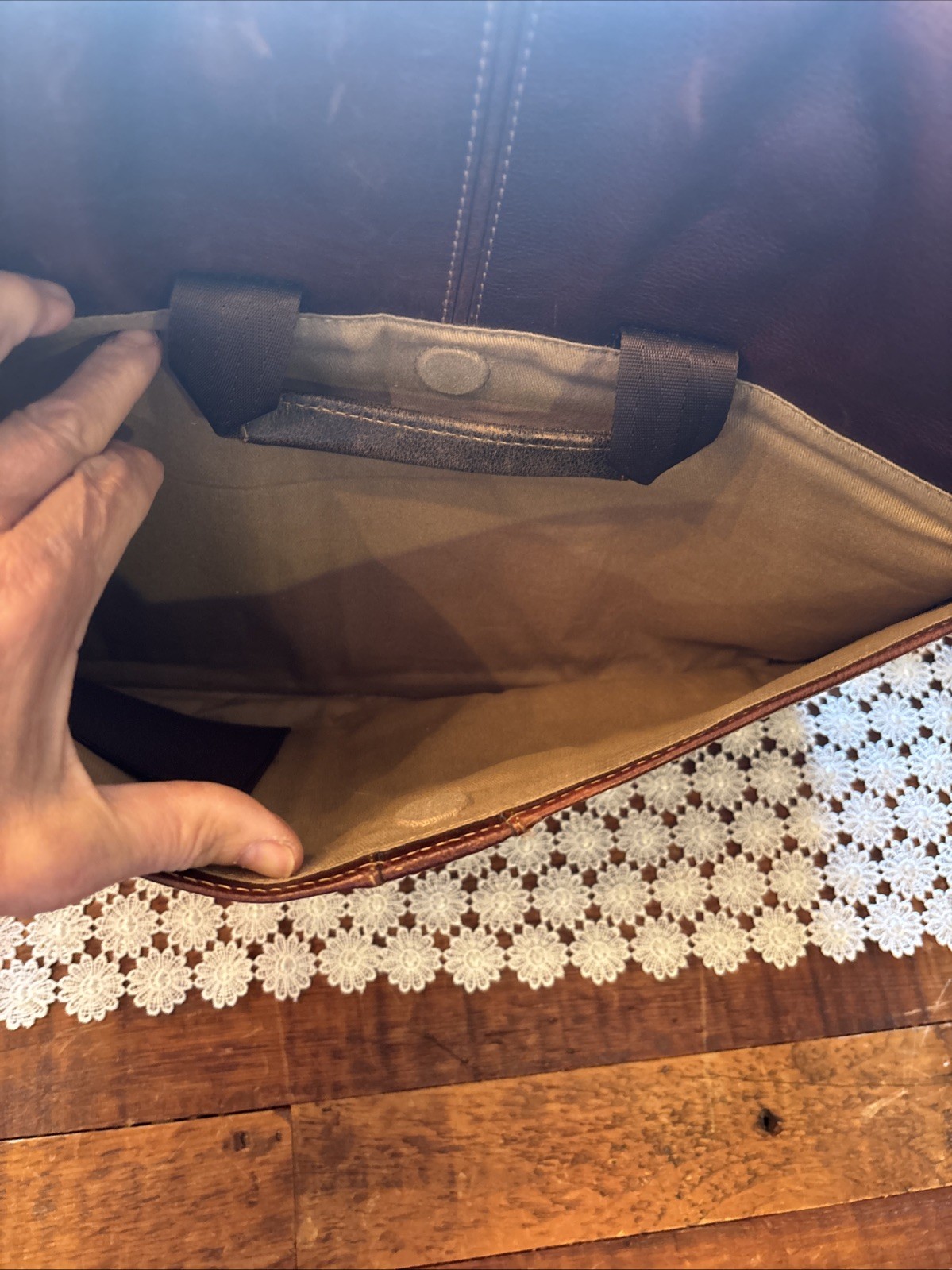 BOCONI Men’s Leather & Canvas Messenger Bag.