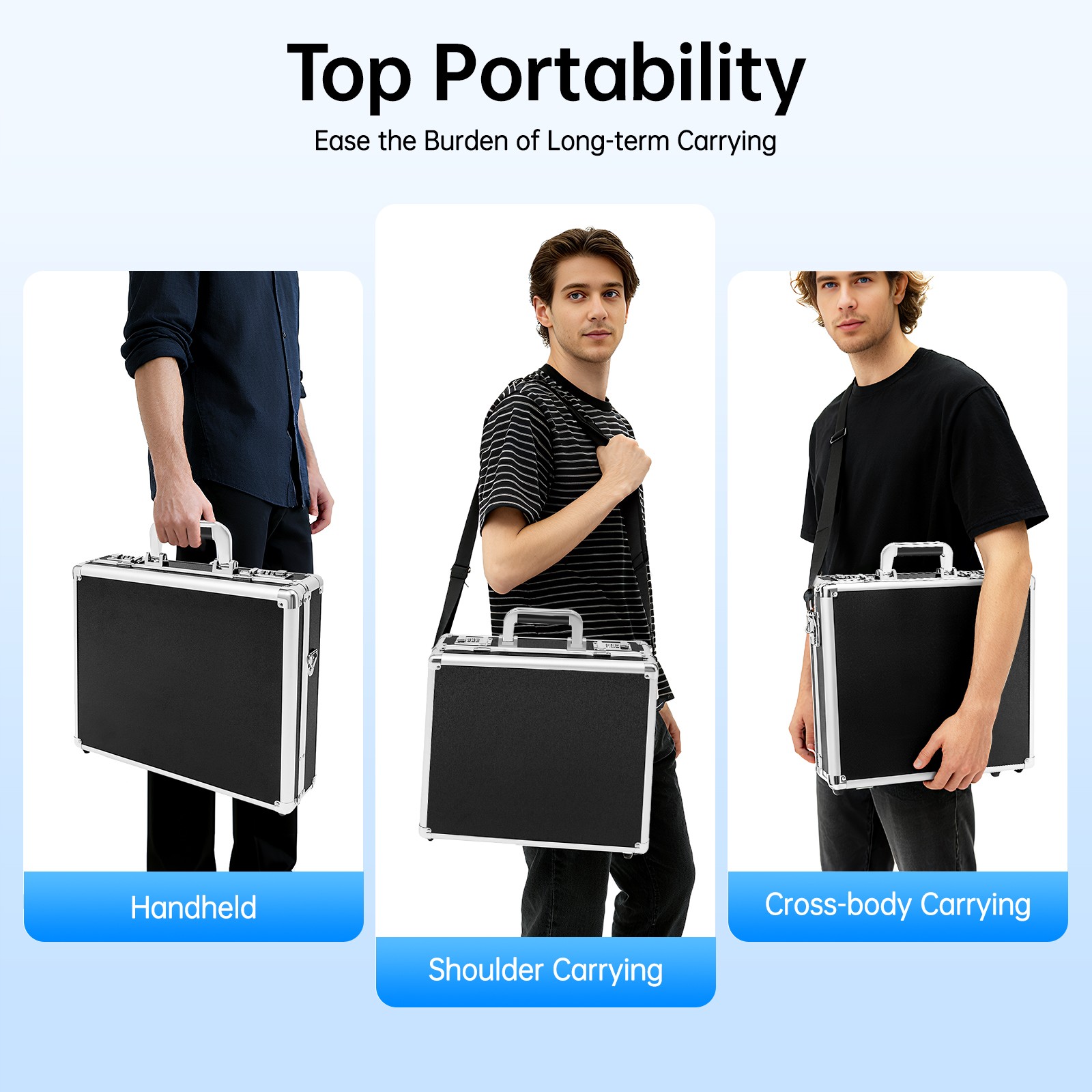 Aluminum Hard Case Big Capacity with Combination Lock Briefcase with Pocket
