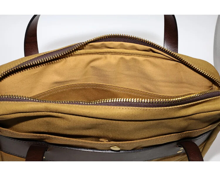 Heavy Wax Canvas Shoulder Handbag Size 37*30*8cm Business Men’s Briefcase
