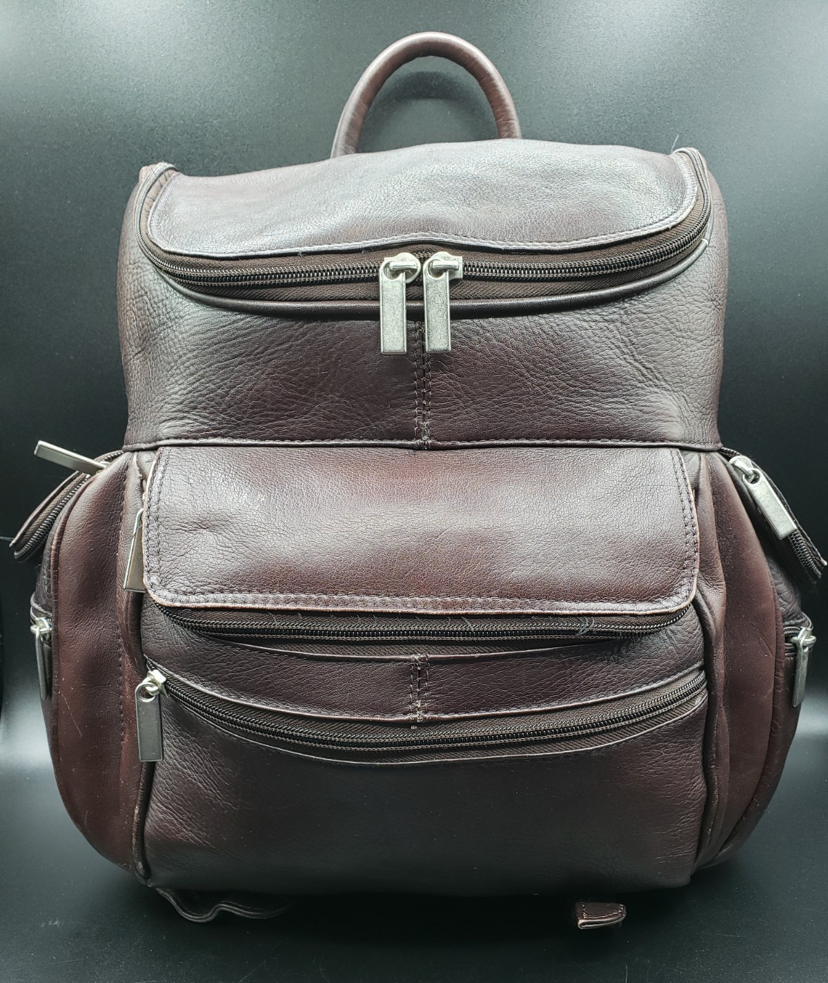 WILSONS LEATHER “Large Chocolate Brown Zippered Backpack” Adjustable Straps