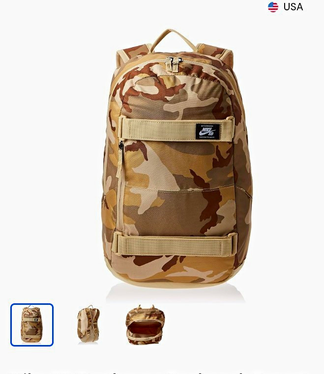 Nike SB Carthouse Backpack Desert Camo Zip Closure Adjustable Strap Men’s