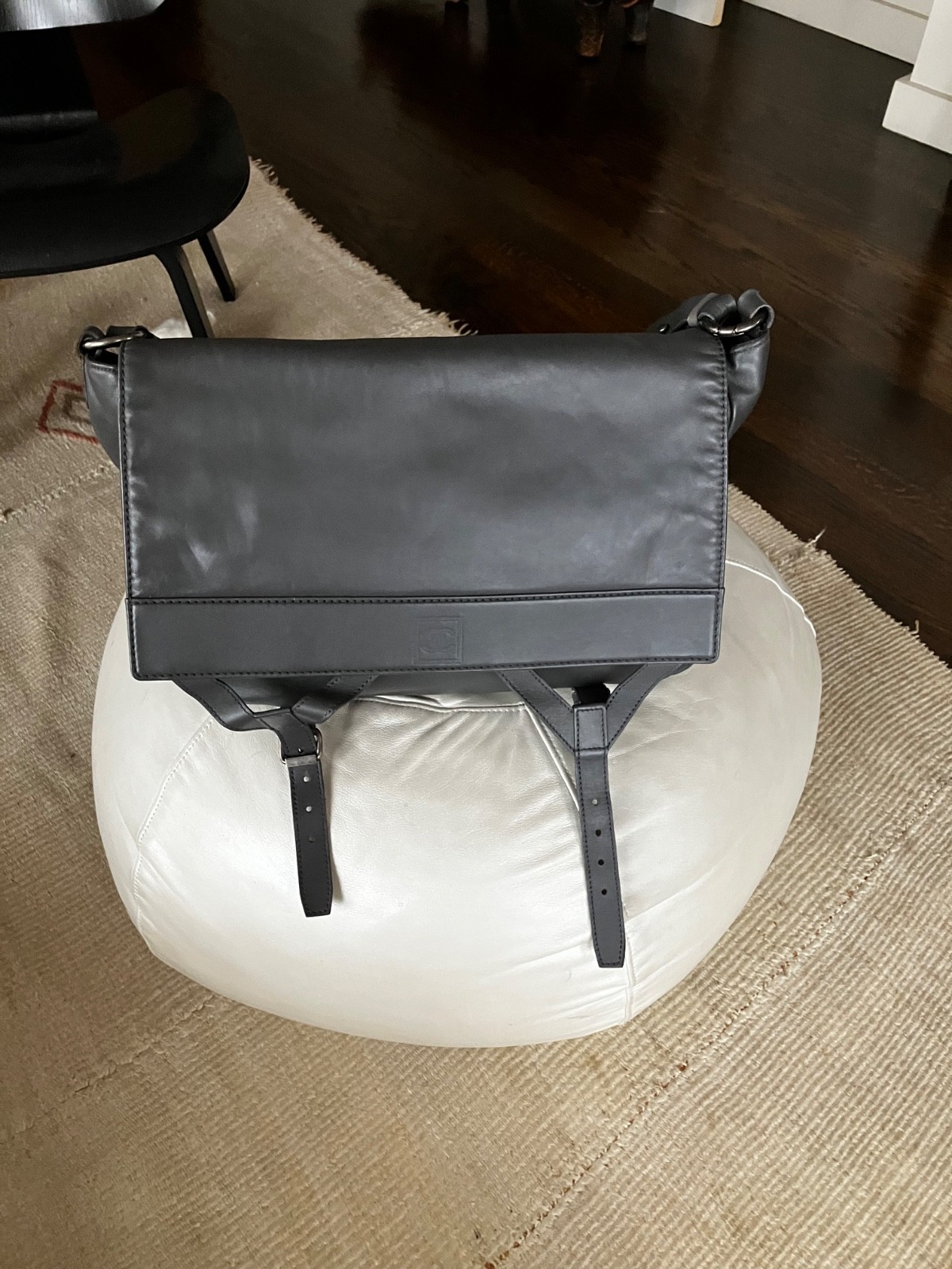 Chanel Men’s Gray Leather Messenger Bag