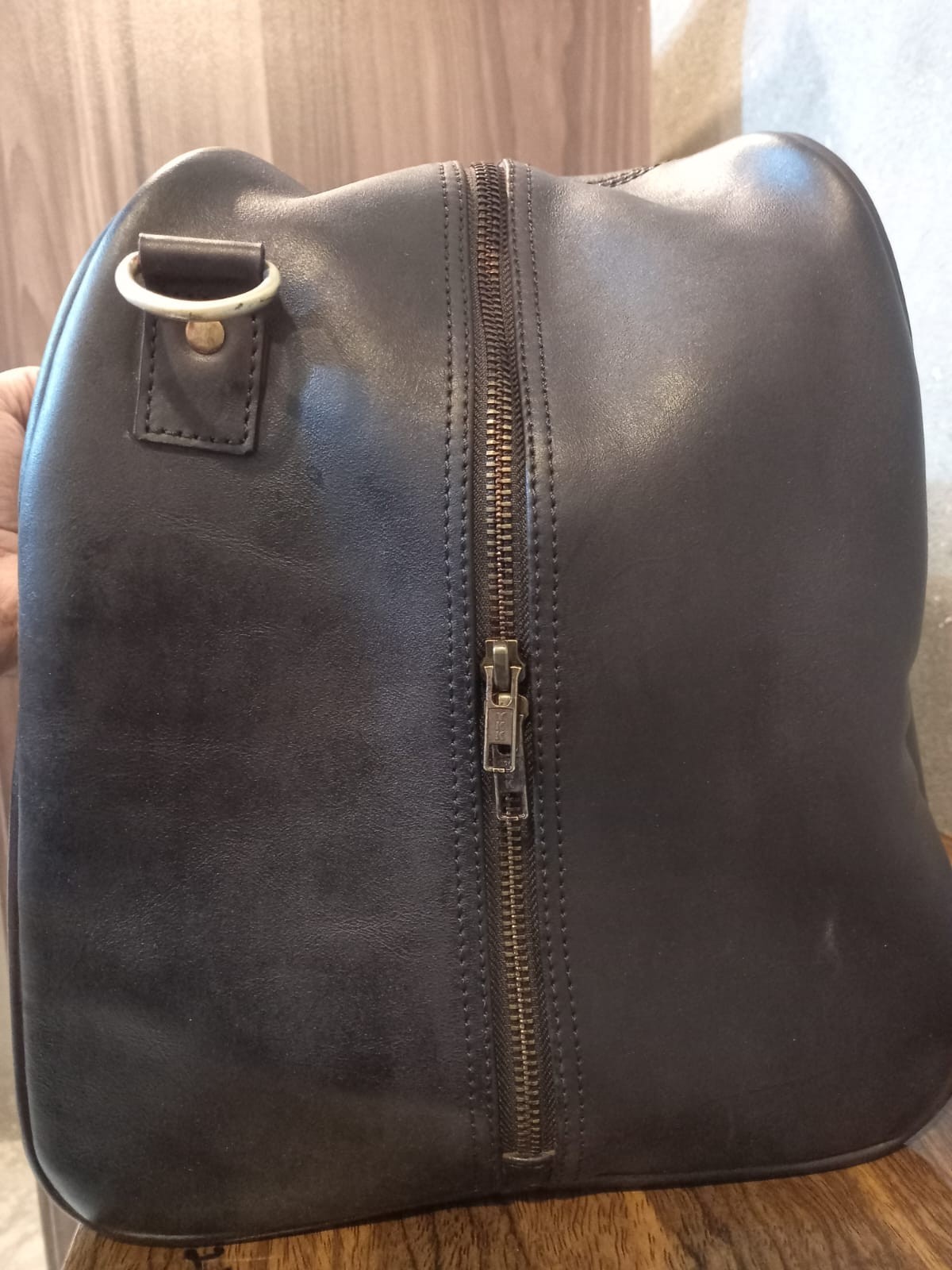 Handmade Genuine Cowhide Leather Duffel Bag Dark Brown – Waxed Travel Weekender