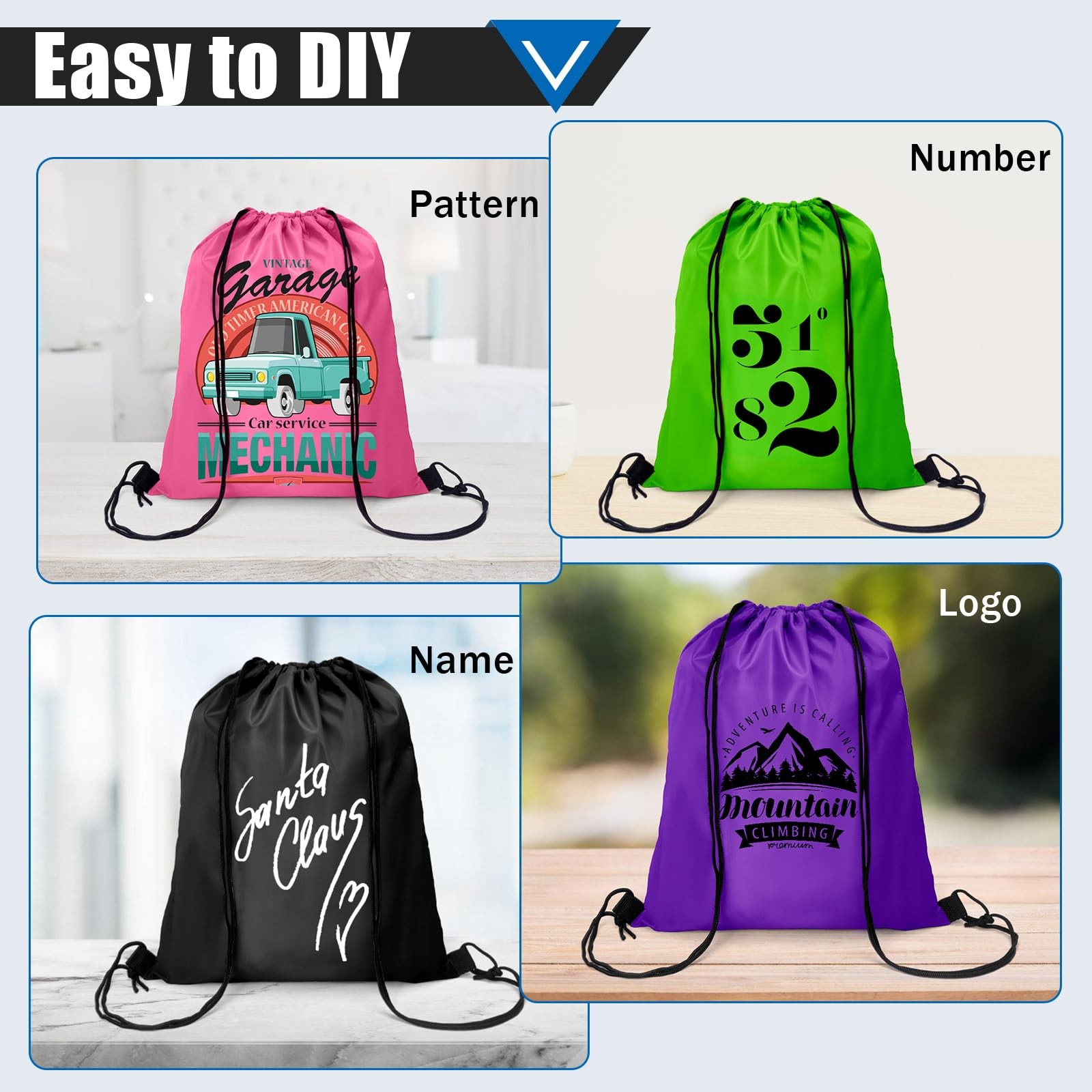 Drawstring Backpack Bulk 50 Pcs 10 Colors Nylon Draw String Back Bag for Gift…