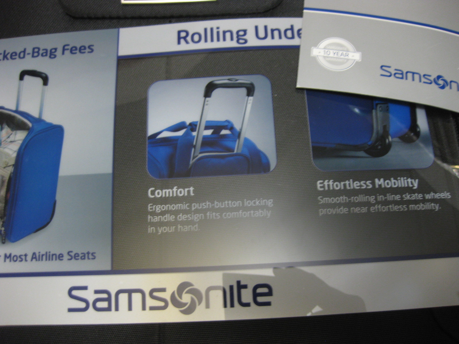 NEW Samsonite 732611041 ROLLING UNDERSEATER FITS UNDER MOST AIRLINE SEATS