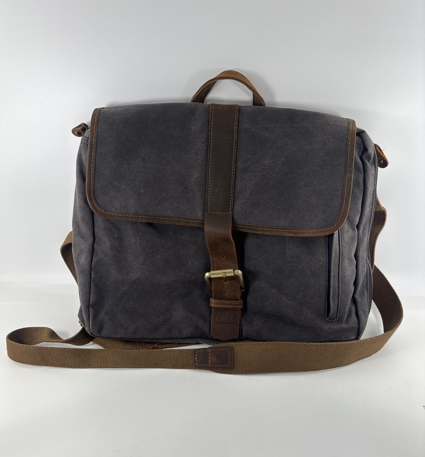 Brass Tacks Crazy Horse Leather Cowhide Messenger Tote Bag