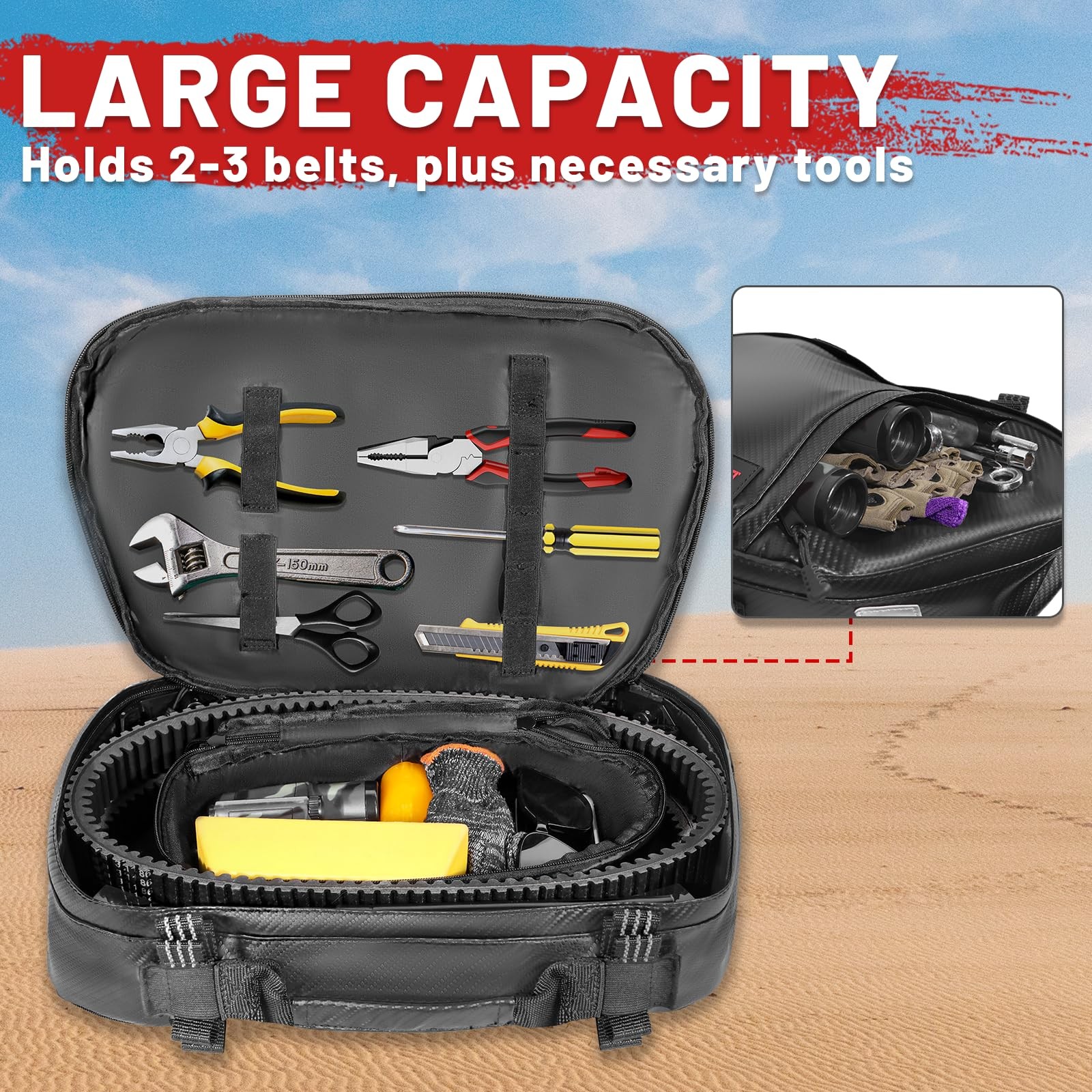 UTV Belt Bag, Universal Water Resistant SXS Roll Bar Standard Cage Storage To…