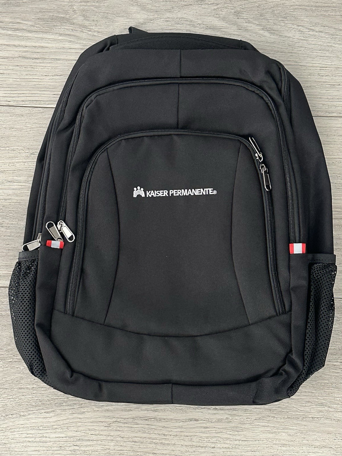 Kaiser Permanente Durable Zipper Pocket Work School Travel Black Backpack