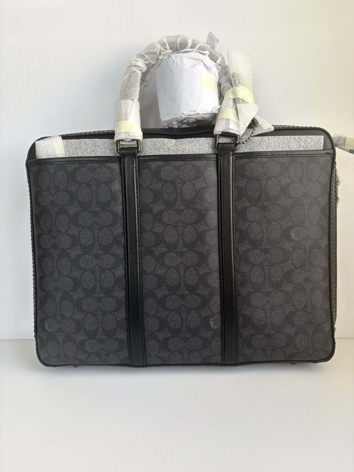 Coach Metropolitan Slim Briefcase in Signature CanvasCharcoal /Black NWT