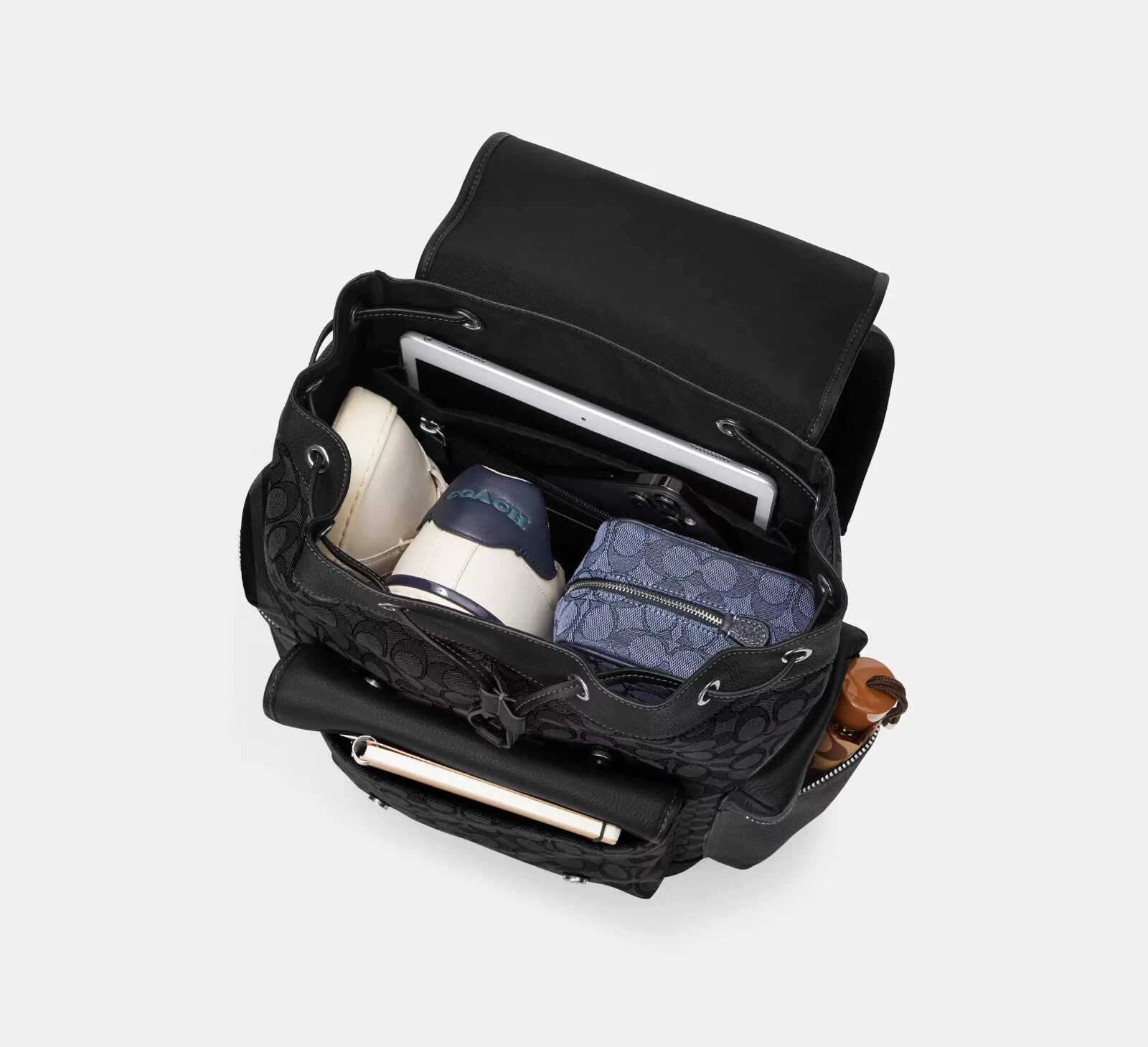 Coach CE523 Men’s Spring Backpack In Signature Jacquard Navy Midnight Blue Bag