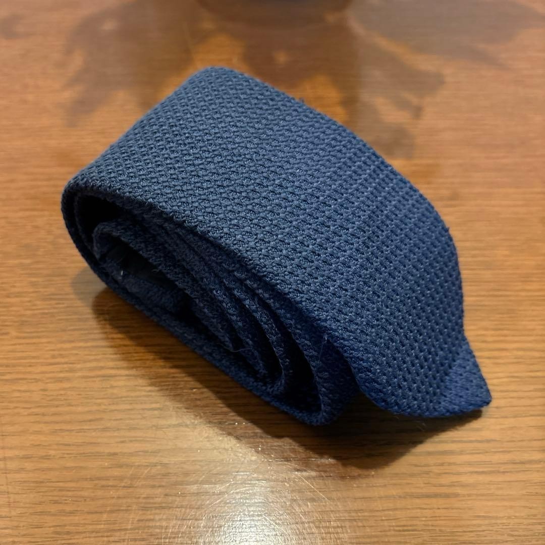 MAKER’S SHIRT KAMAKURA Navy Knit Silk Tie 100% – 7.5cm Width top-quality, USED