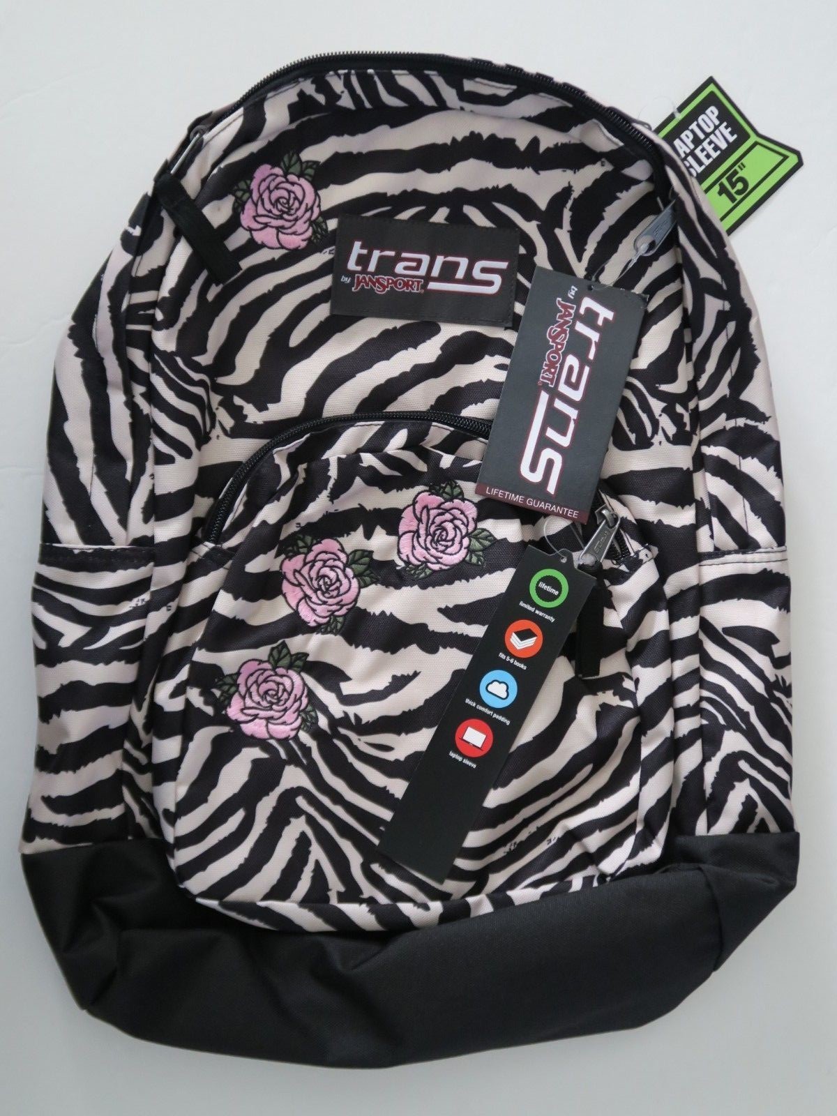 Trans by Jansport JS00T70S Overt Backpack Zebra Rose – NEW