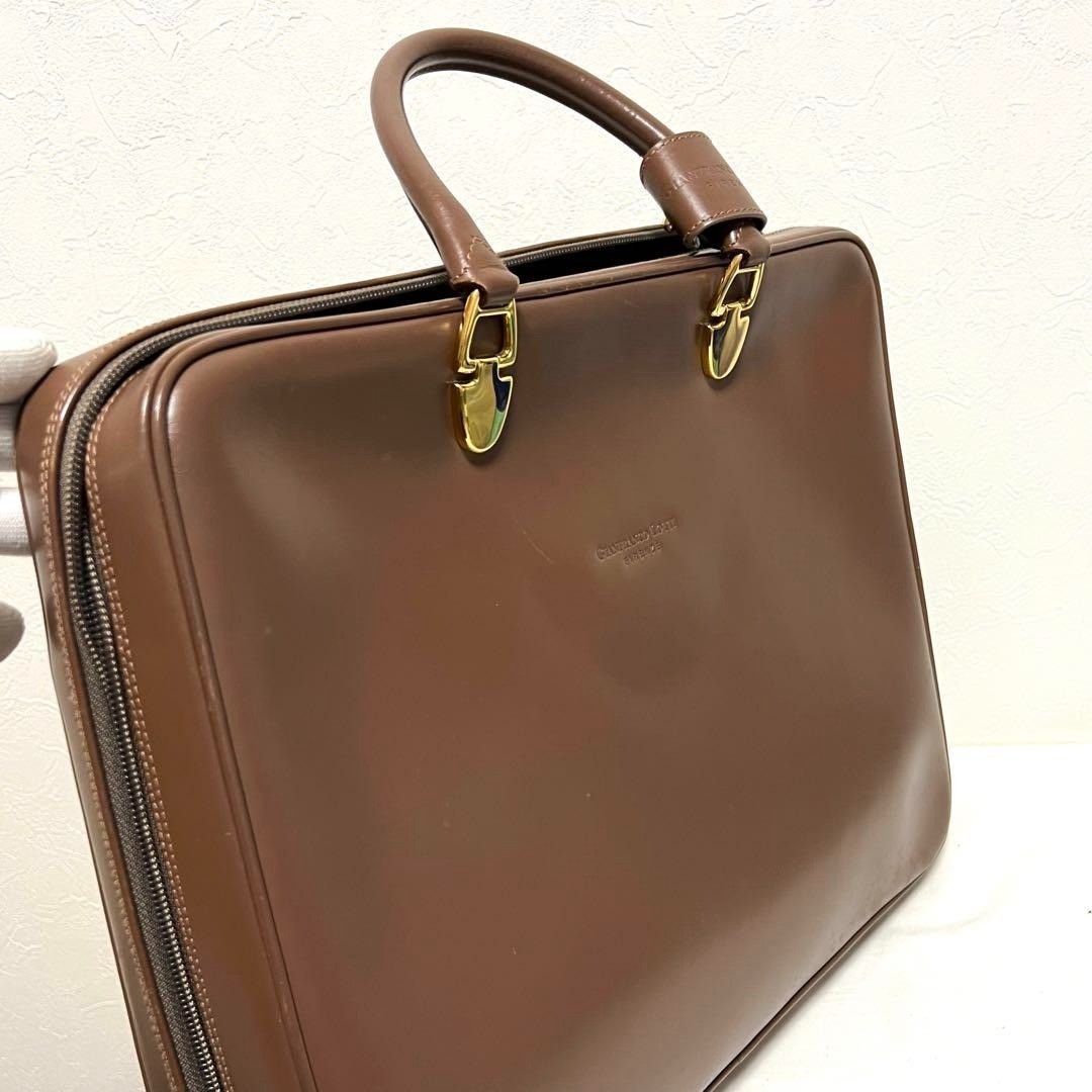 GIANFRANCO LOTTI Business Bag Briefcase Handbag Leather in Brown USED Good Cond