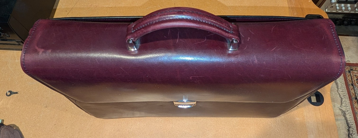 VTG Burgundy Leather Briefcase Jack Georges Originals Lockable w strap & key