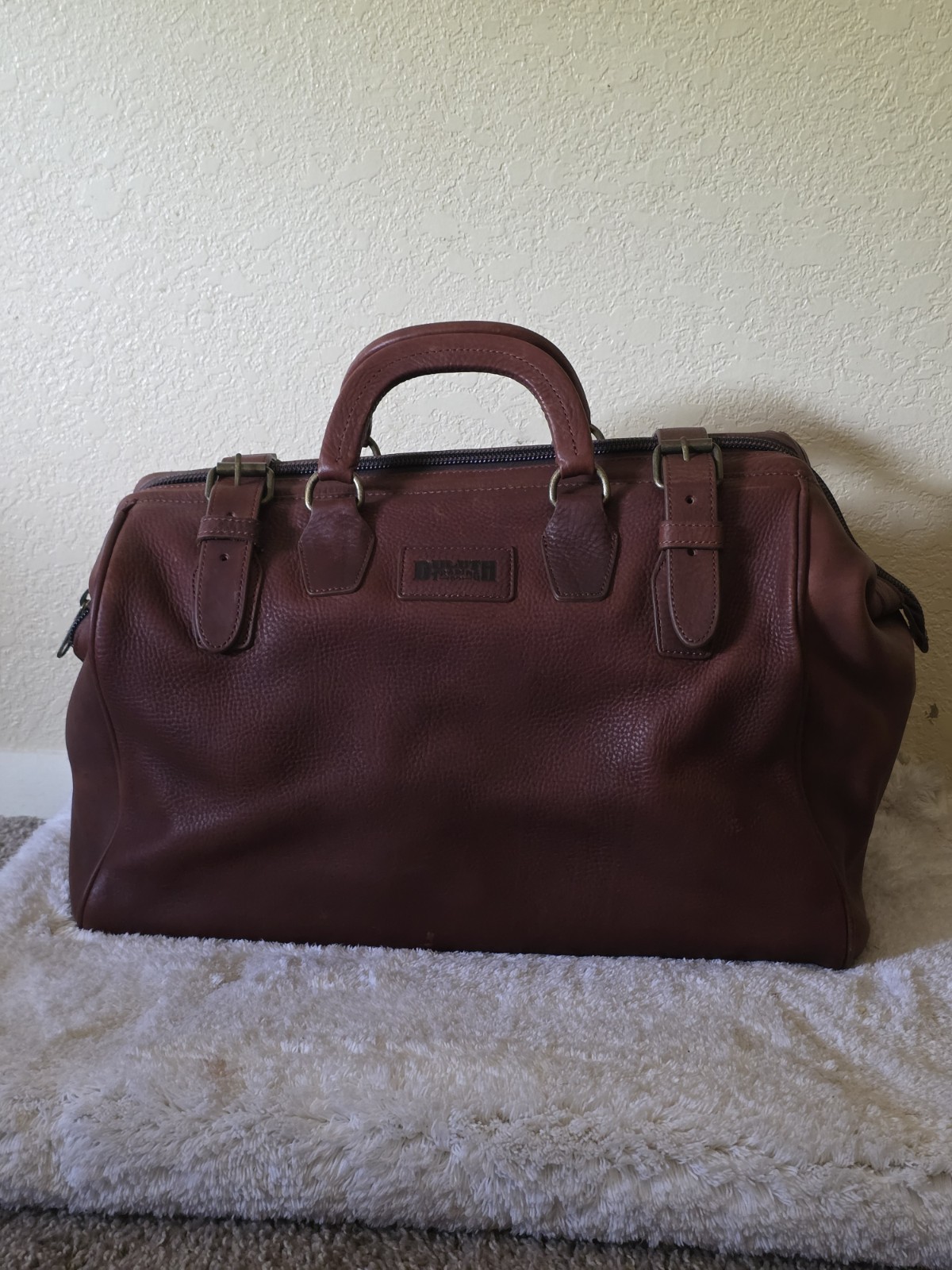 Duluth Trading Lifetime Leather Doctor Bag Brown Utility Duffle USA Full Grain