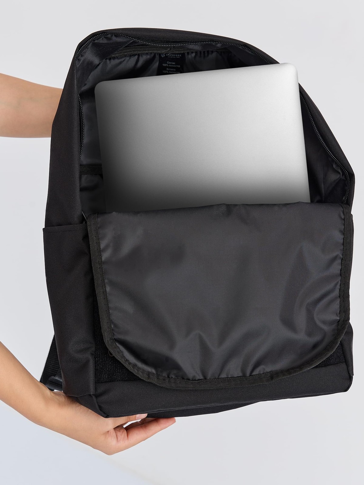 Spacious Black Laptop Backpack for Travel and Work, Unisex Design, Versatile Use