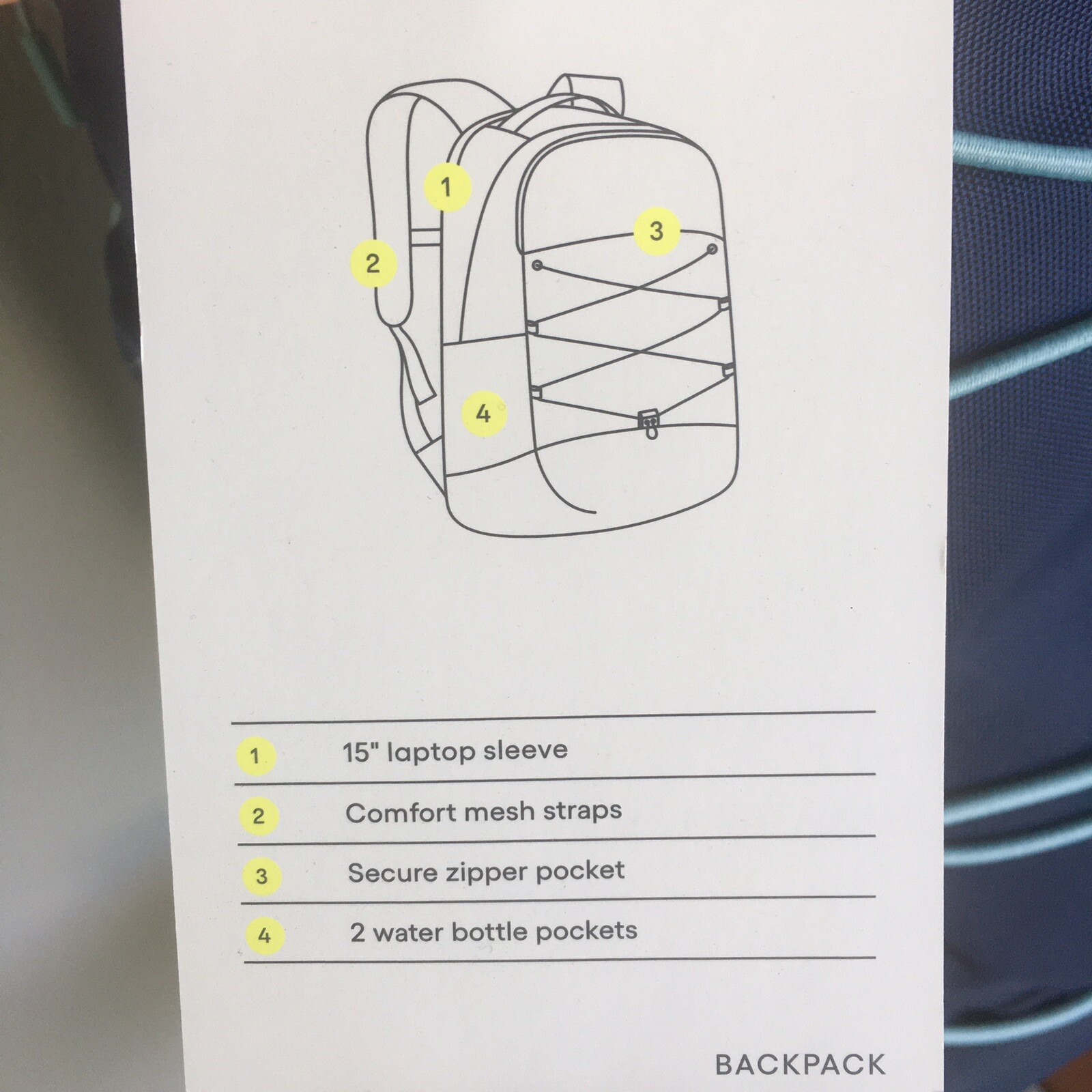 All In Motion Backpack 19in Blue Bookbag Laptop Sleeve Travel School Gym Travel