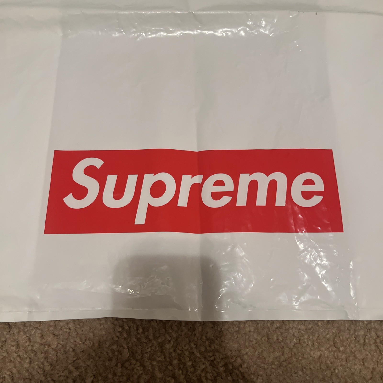 Original Supreme White Plastic Shopping Bag Red Box Logo 15” x 23”With Stickers
