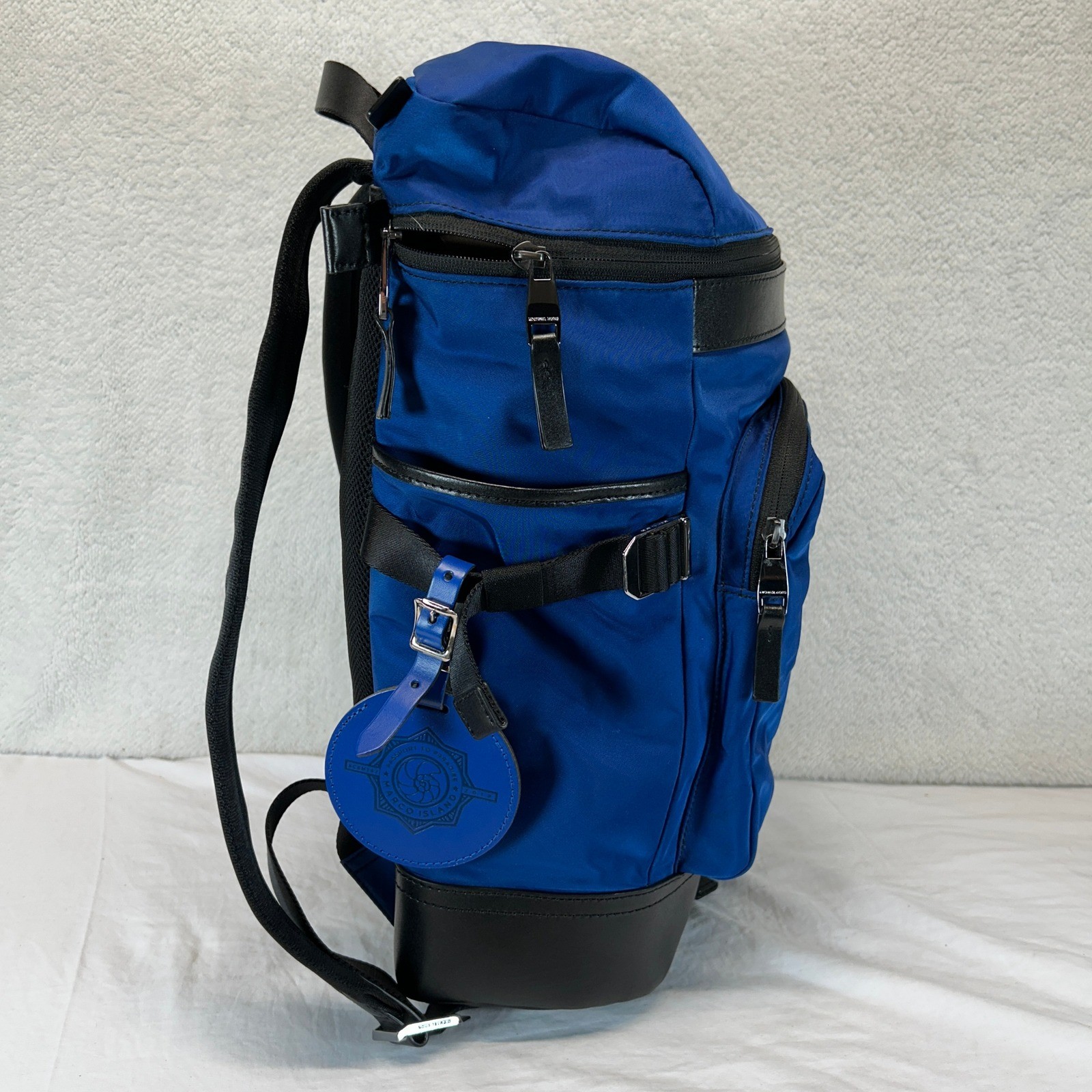 Michael Kors Kent Mens Royal Blue Nylon Leather Trim Tech Backpack Laptop Bag