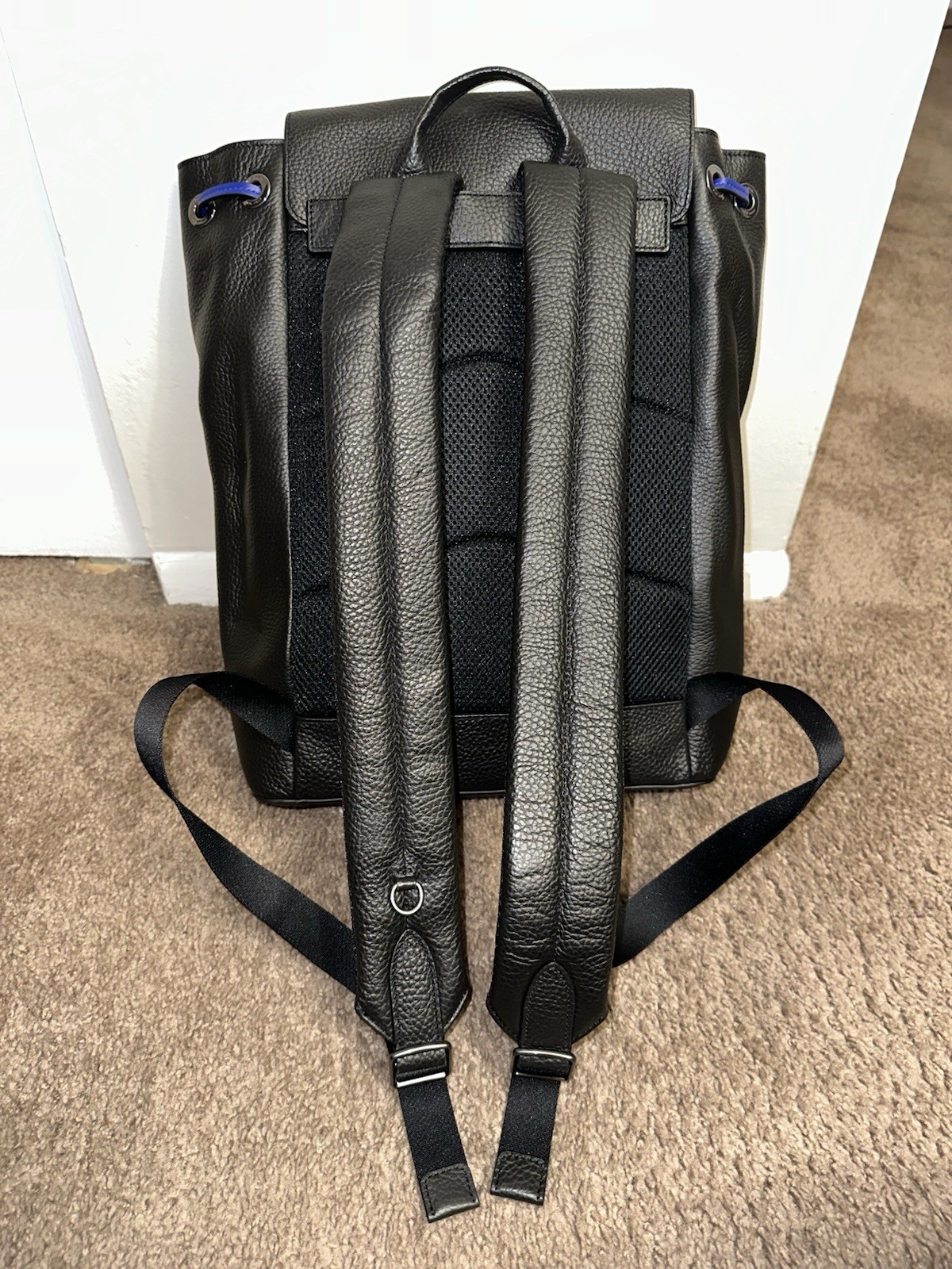 Coach Turner Backpack, Black Pebble Leather, Buckle Flap
