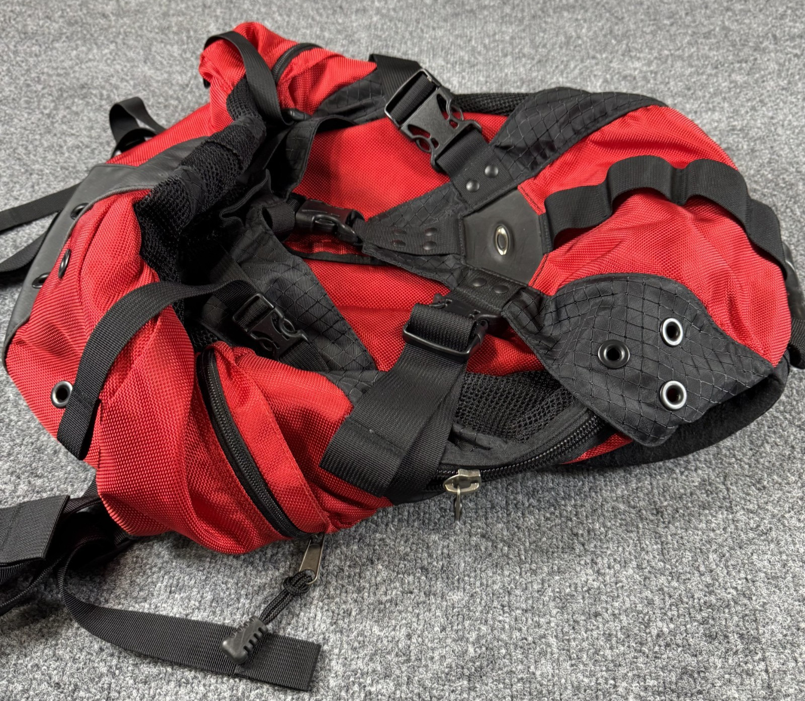 Vintage Oakley Icon Backpack Black Red Tactical Tech Multi-Pockets 90s Y2K
