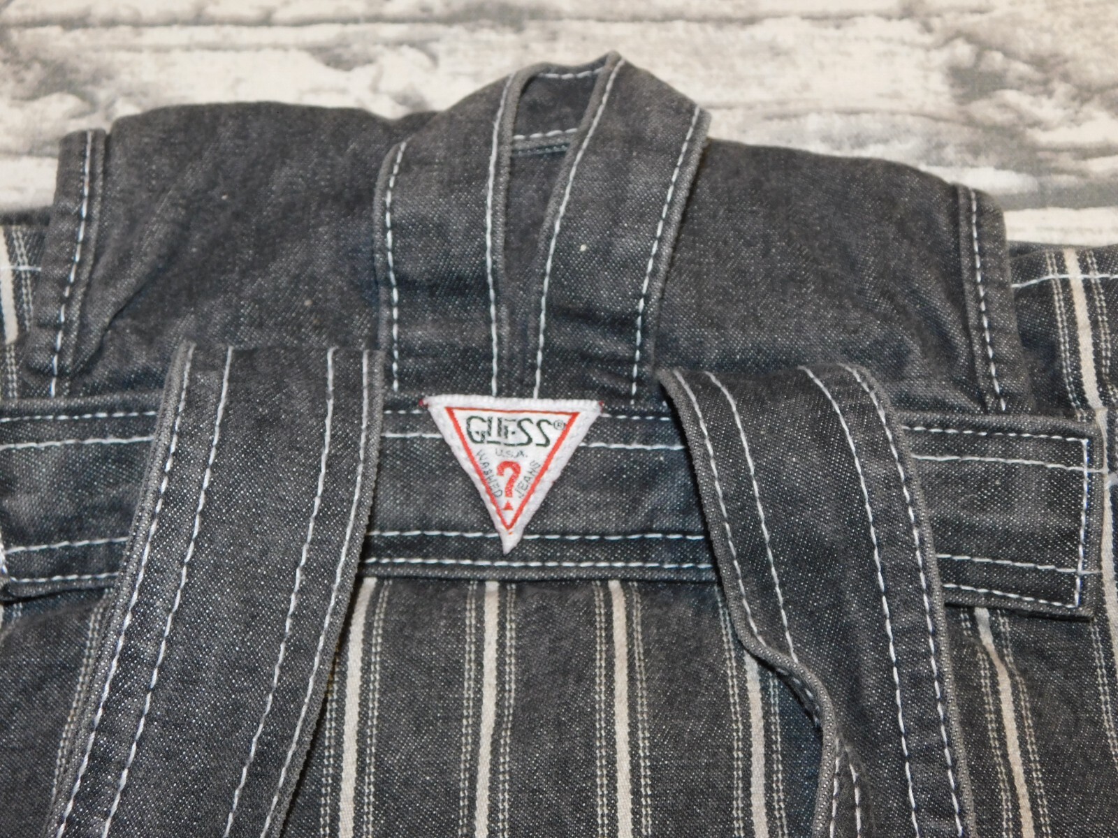 VTG GUESS JEANS DENIM BACKPACK RUCKSACK BAG BLACK STRIPE MADE USA RARE HTF
