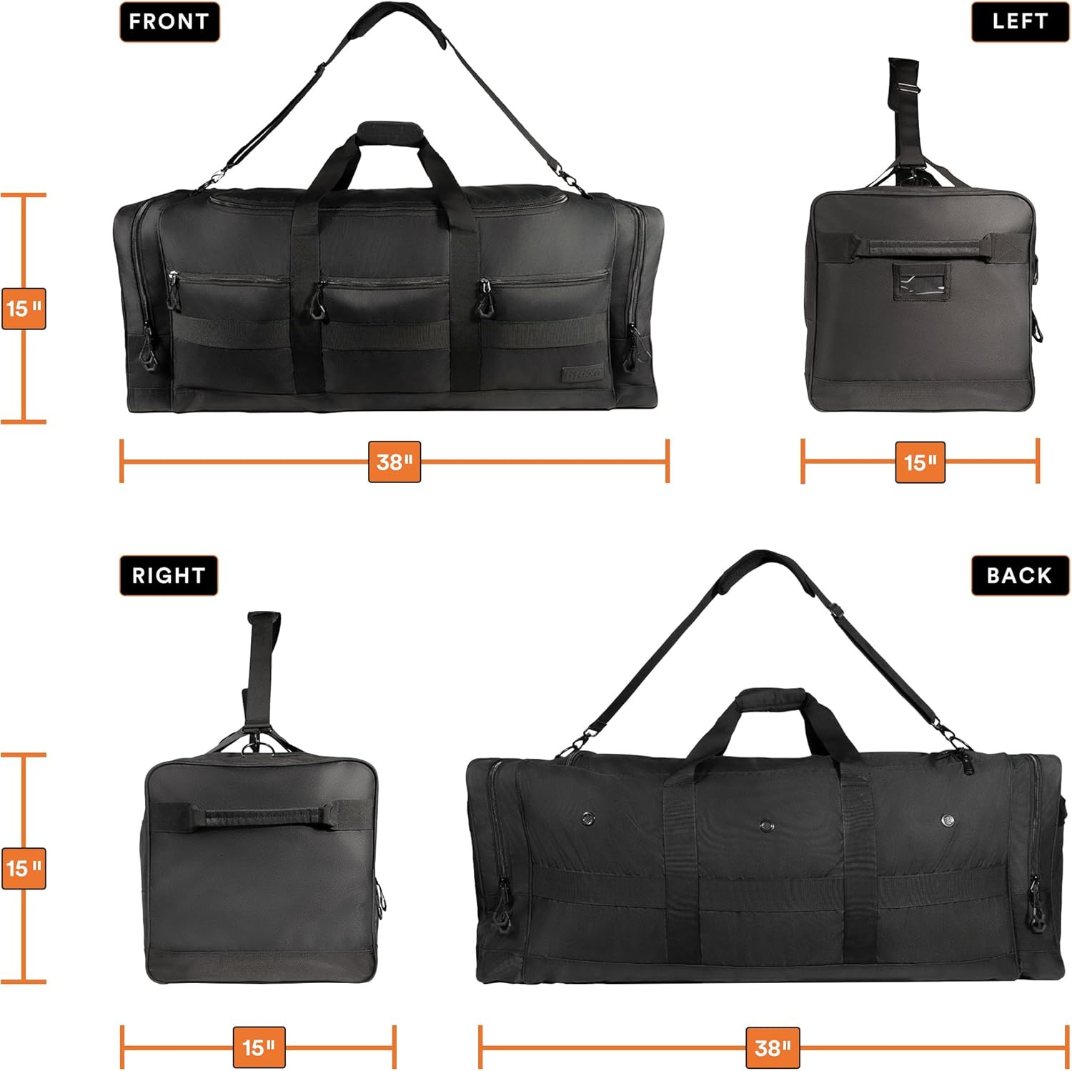 140L 38″ Heavy Duty Extra Large Sports Equipment Duffle Bag with Upgrade Zipper,