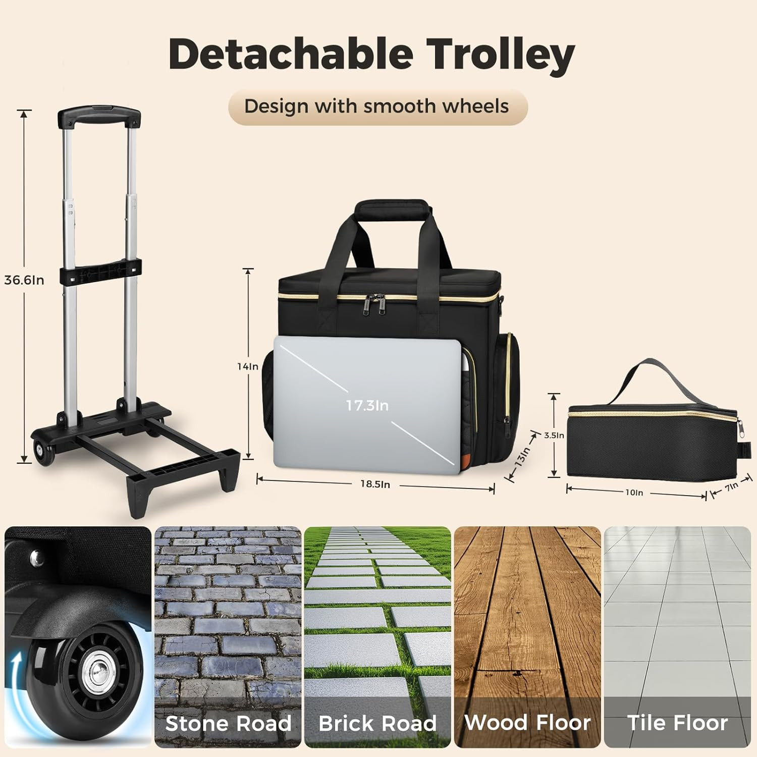 Rolling Teacher Bag with Insulated Lunch Carrier & Dolly for Easy Transport