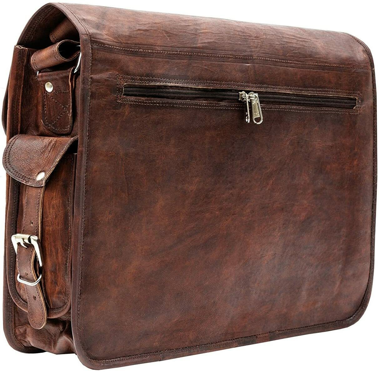 Handmade Real Brown Leather Laptop Bag Shoulder Messenger Office Briefcase