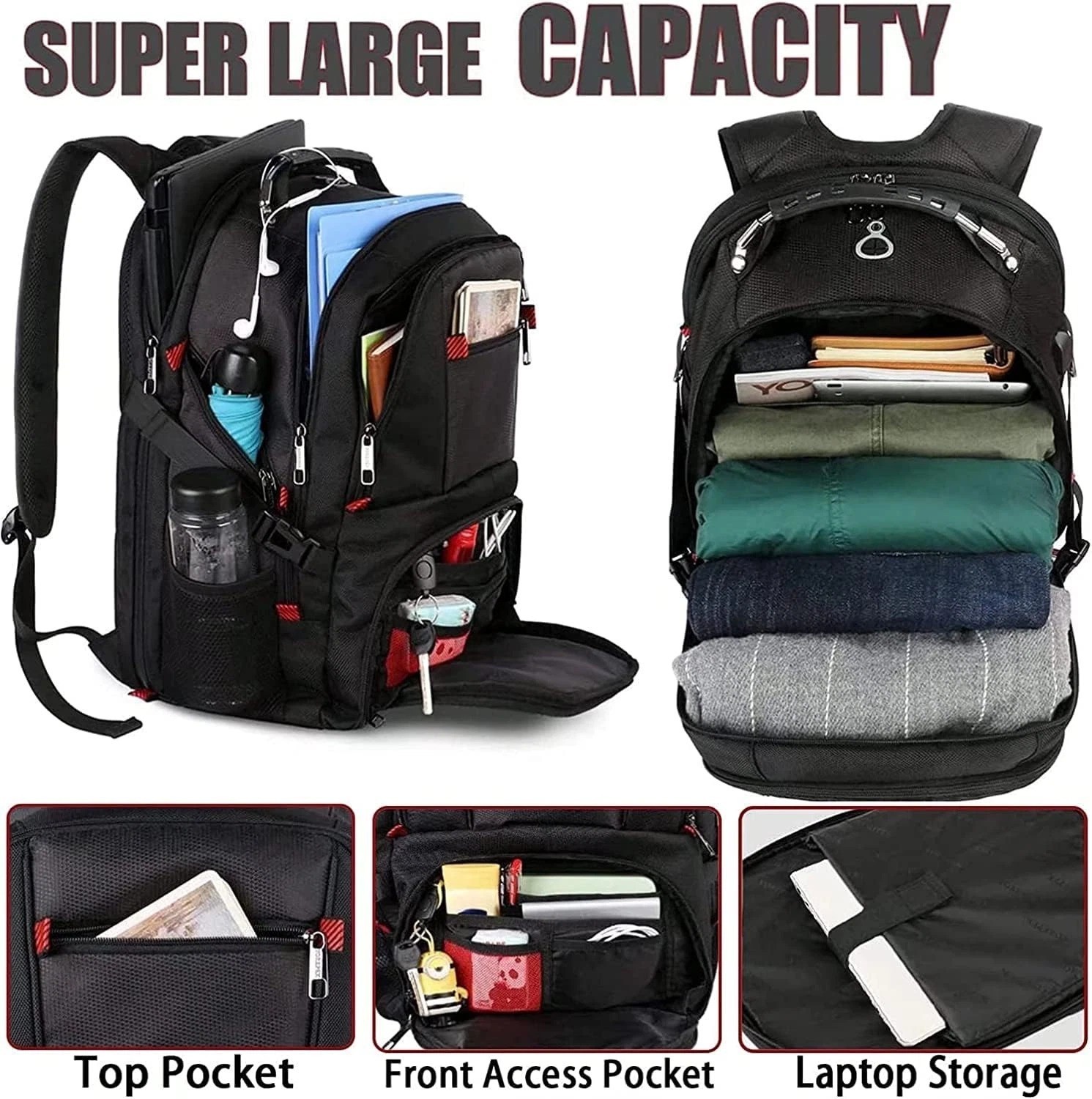 YOREPEK Travel Backpack, 50L Extra Large Laptop Backpacks for Men Women, Water R